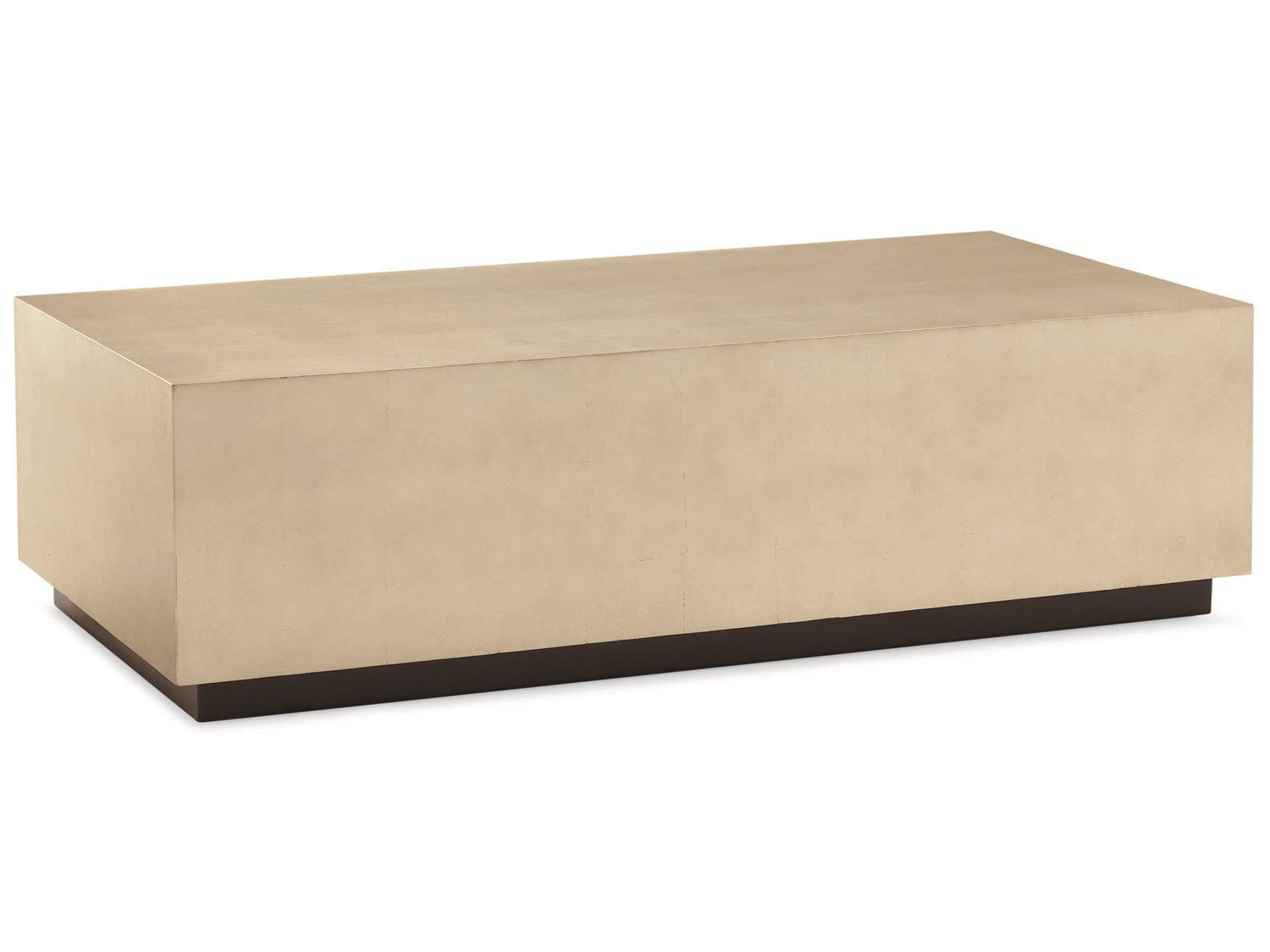 Caracole Classic Couture Taupe Silver Leaf Rectangular Wood Almost Black Coffee Table