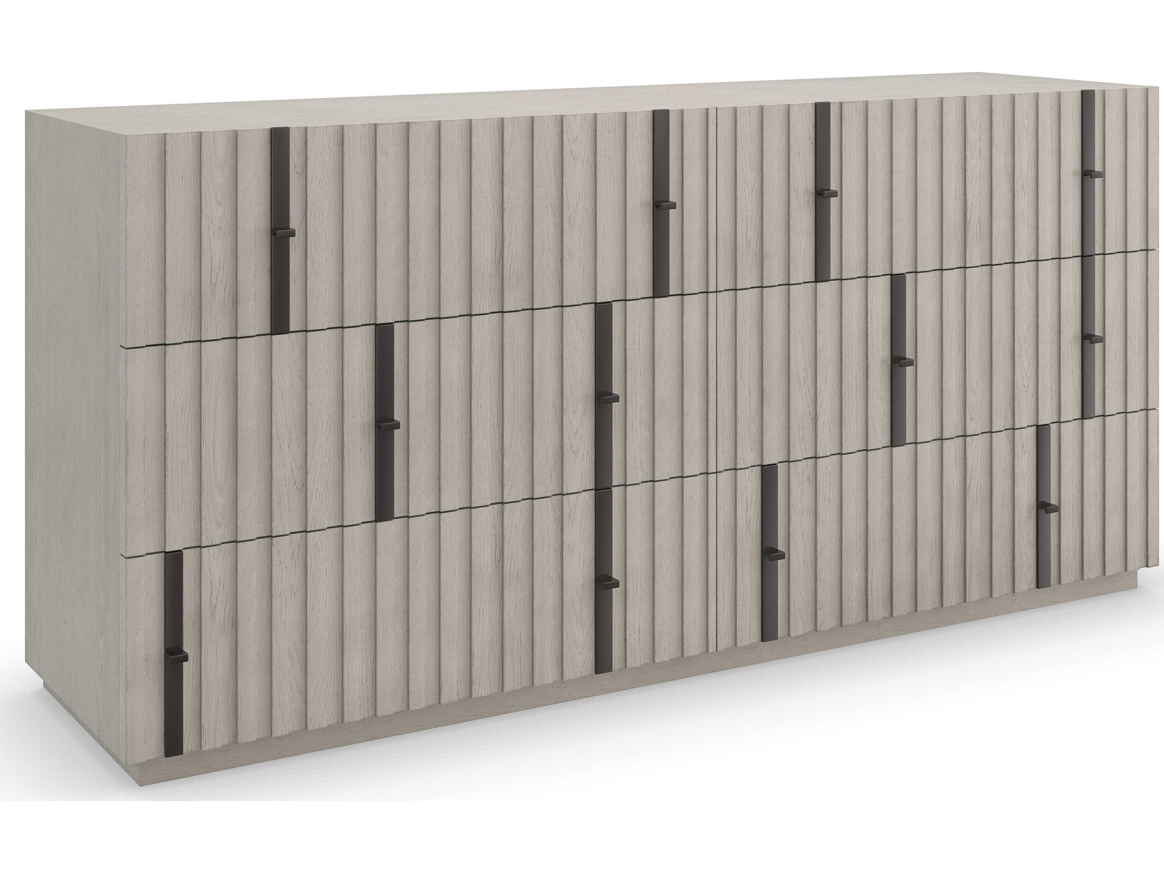 Caracole Kelly Hoppen Clancy 6-Drawers Gray Ash Wood Double Dresser