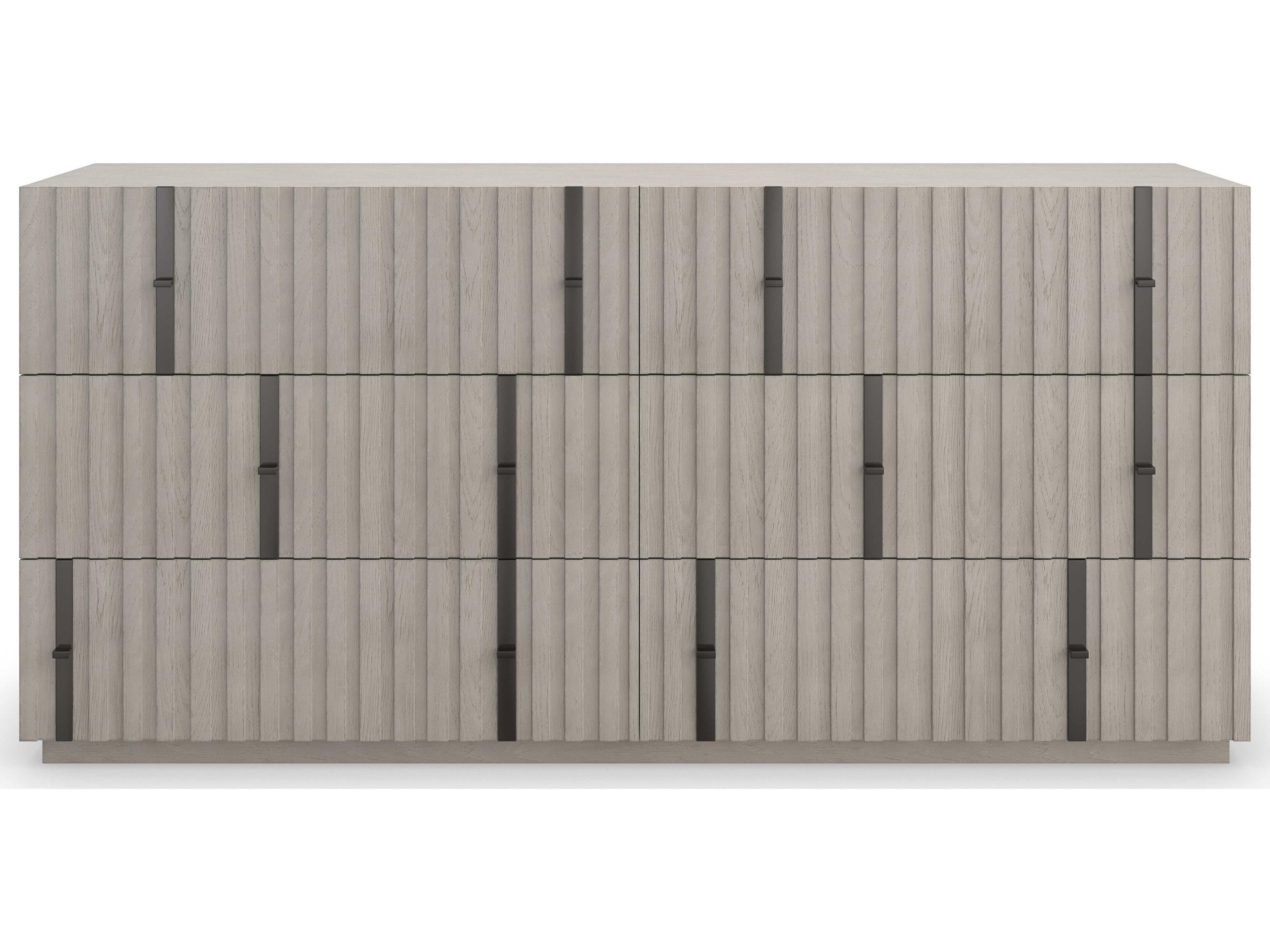 Caracole Kelly Hoppen Clancy 6-Drawers Gray Ash Wood Double Dresser