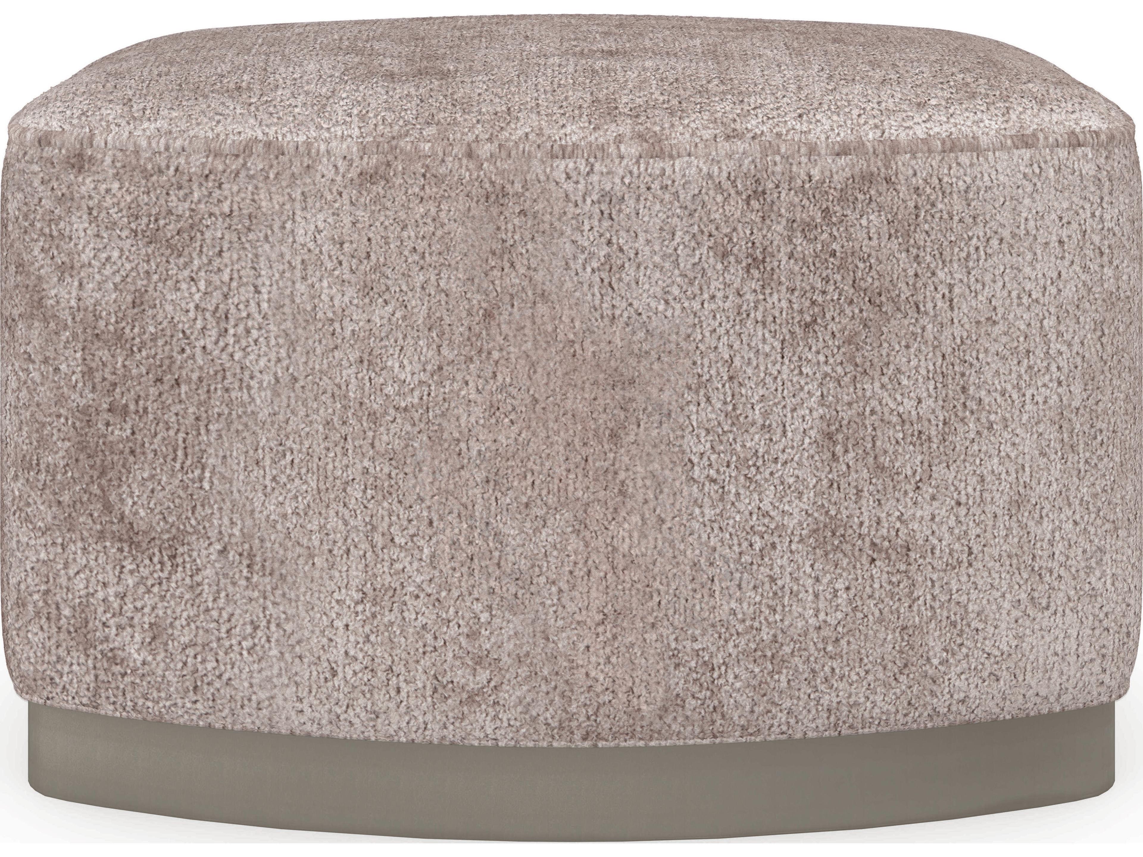 Caracole Upholstery Small Wonder Soft Silver Paint Beige Upholstered Ottoman