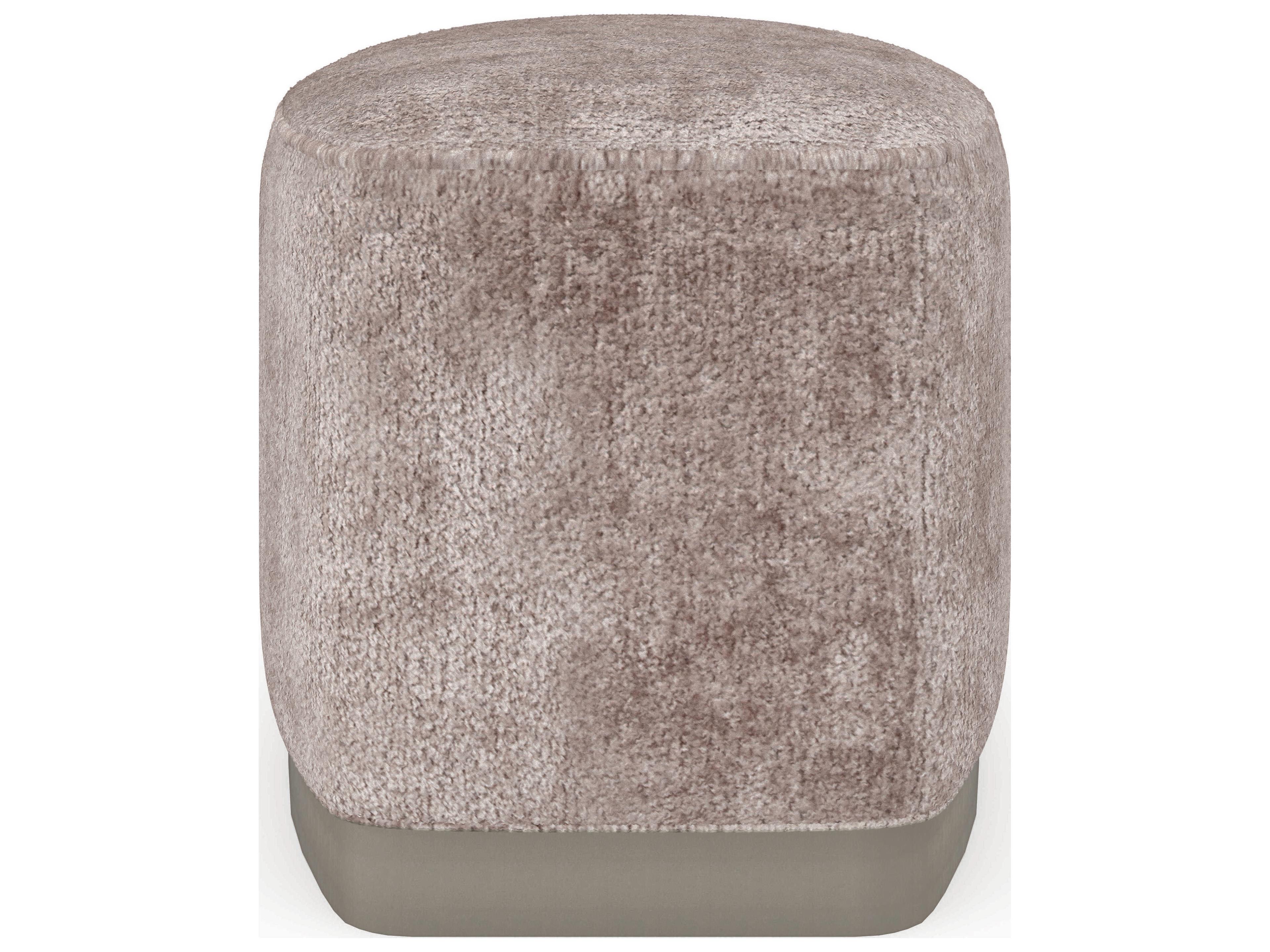 Caracole Upholstery Small Wonder Soft Silver Paint Beige Upholstered Ottoman