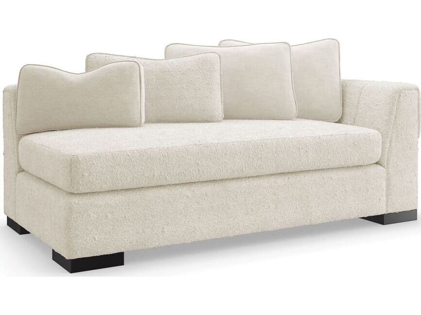 Caracole Modern Metro Edge 75.75" Satin Ebony White Upholstered Chaise