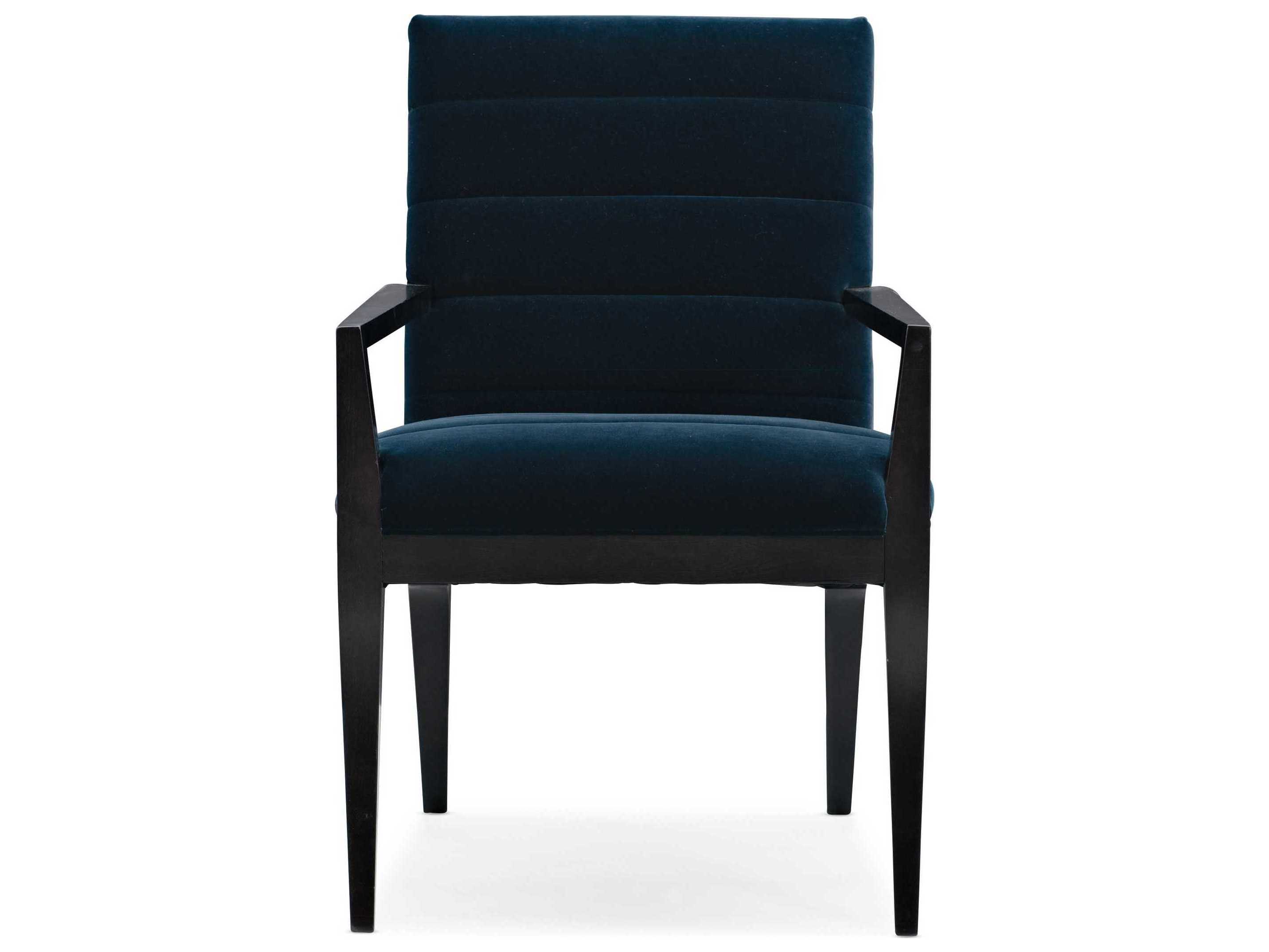 Caracole Modern Edge Hardwood Blue Upholstered Arm Dining Chair