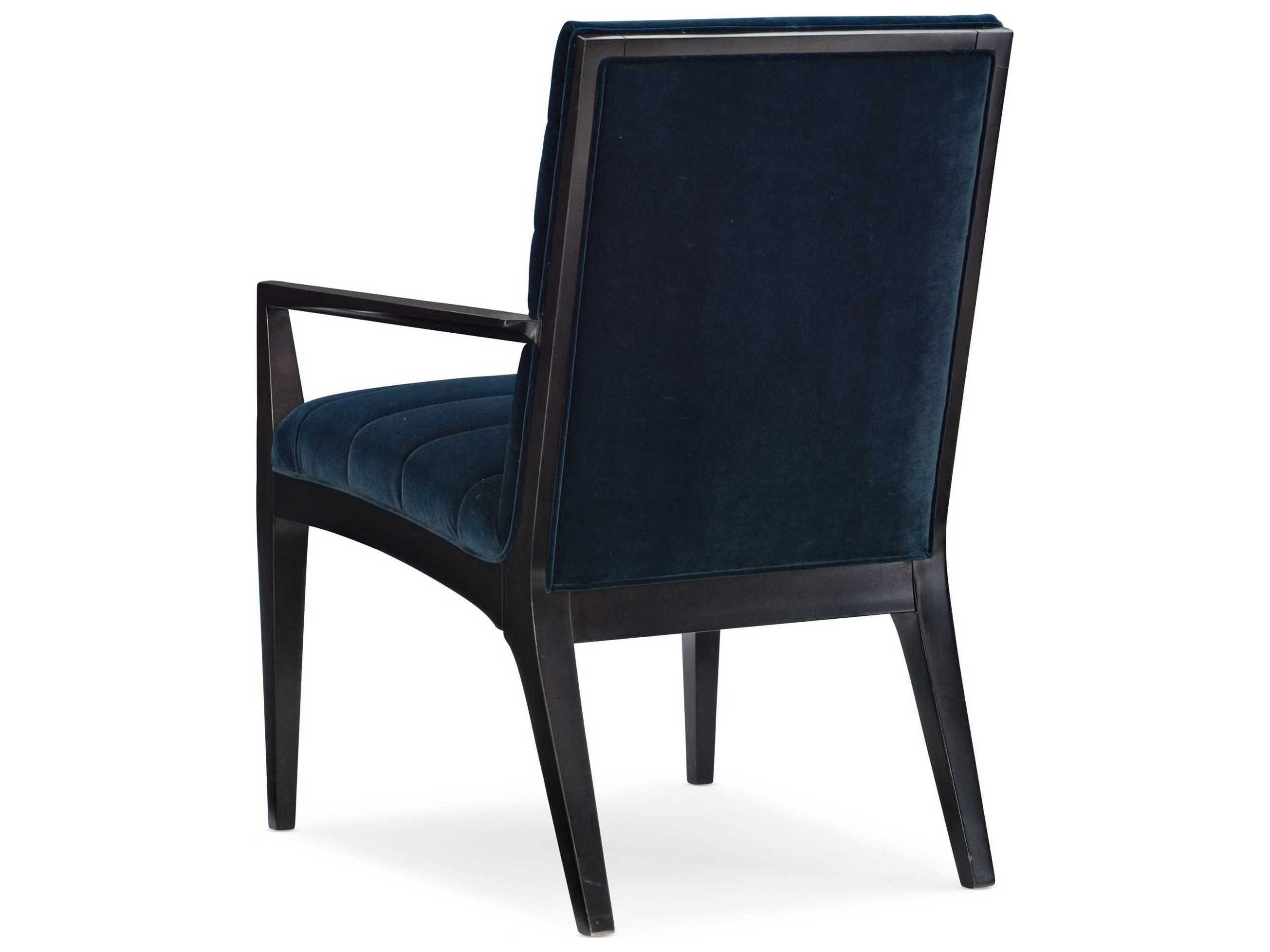 Caracole Modern Edge Hardwood Blue Upholstered Arm Dining Chair