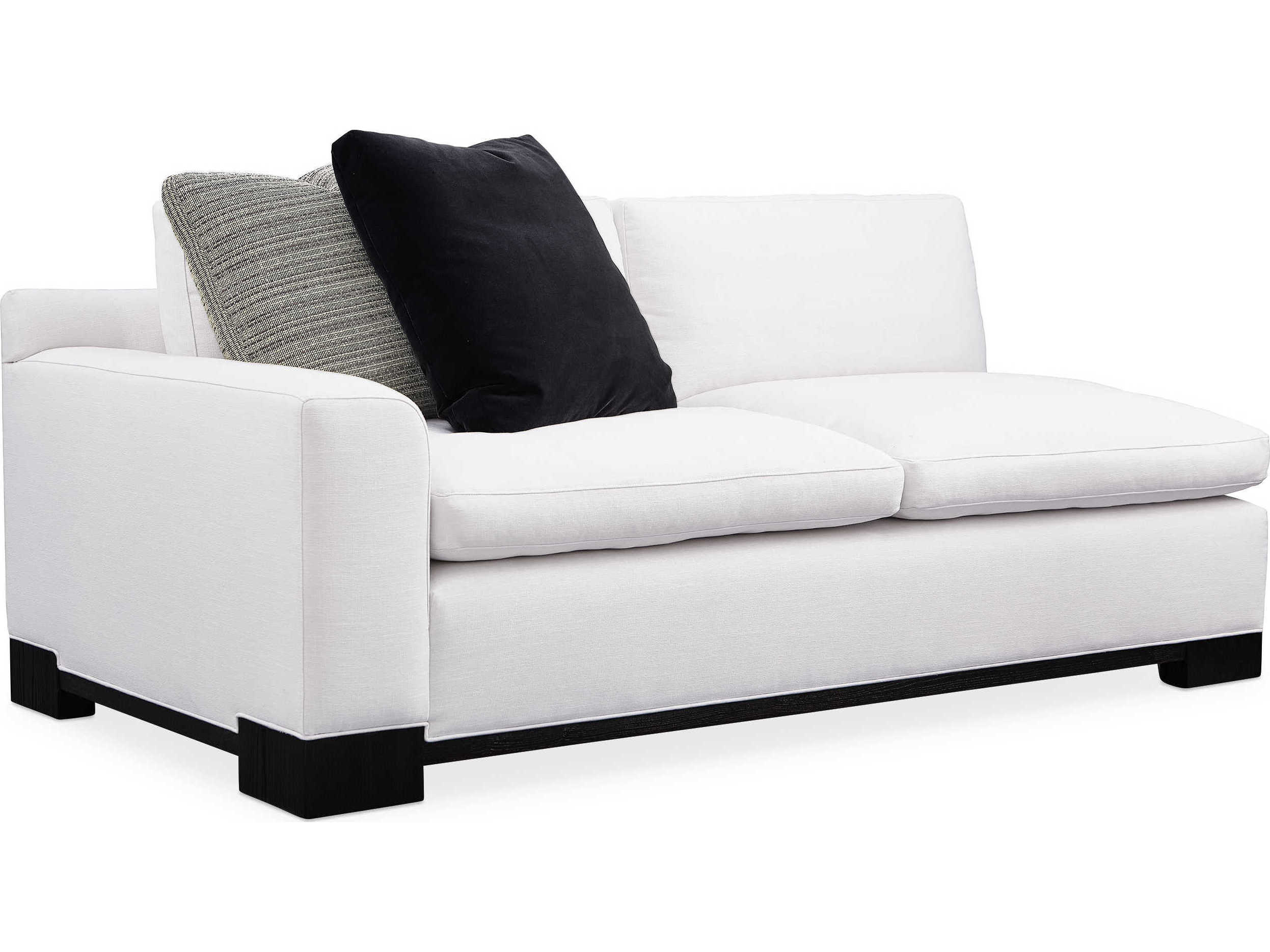 Caracole Modern Artisan Remix Refresh Left Arm Facing Black Stained Ash White Upholstered Loveseat