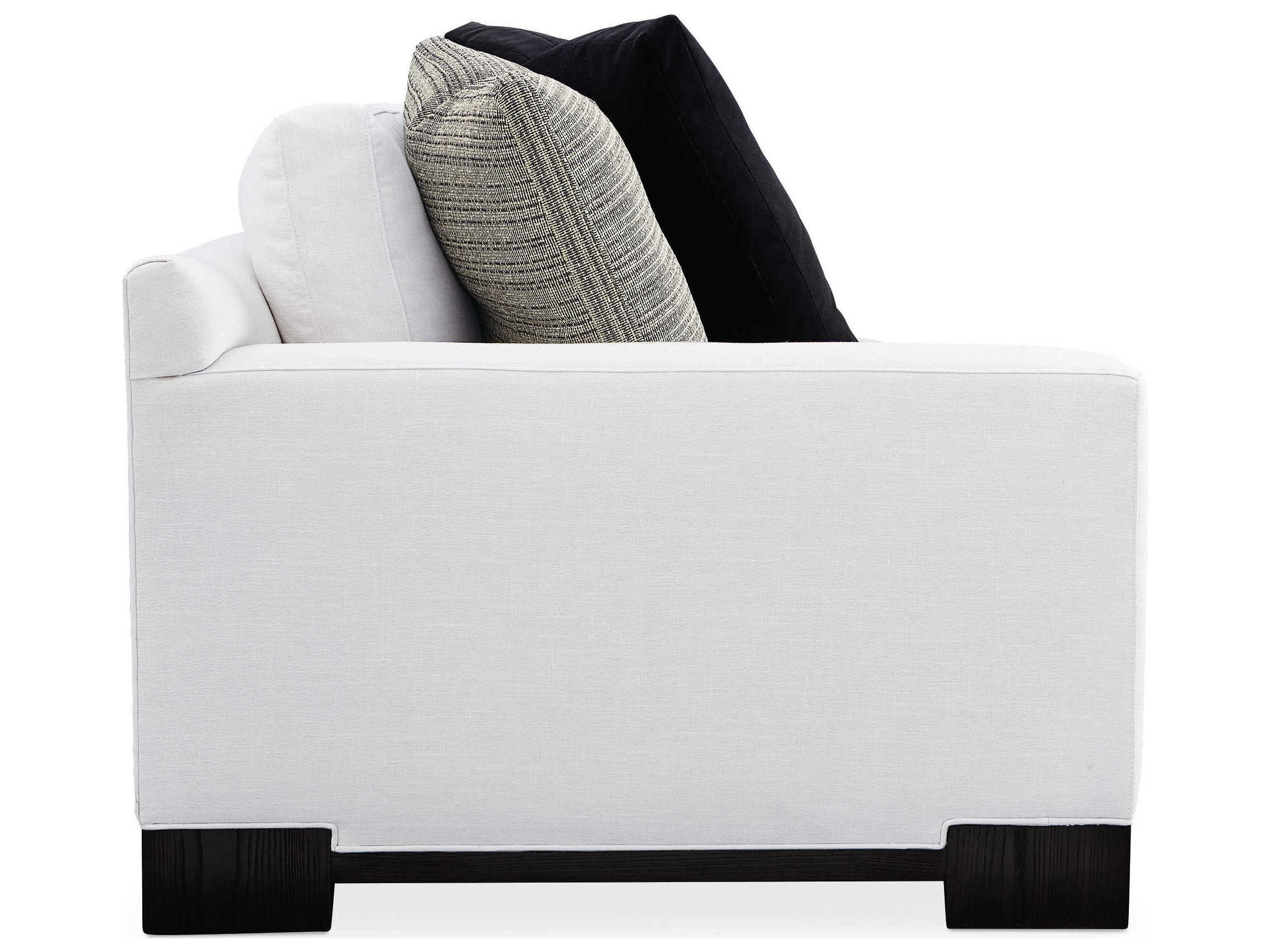 Caracole Modern Artisan Remix Refresh Left Arm Facing Black Stained Ash White Upholstered Loveseat