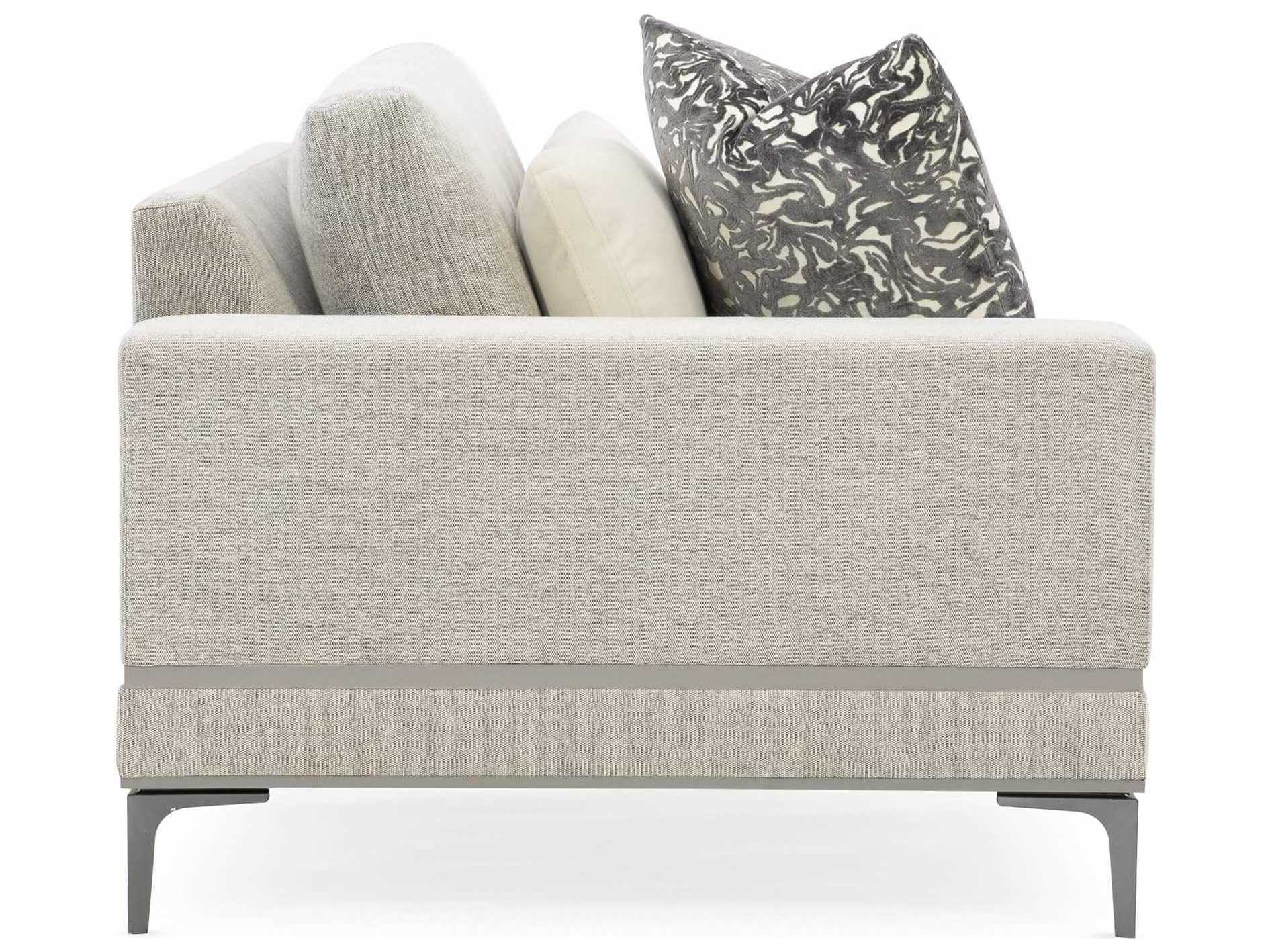 Caracole Modern Expressions Repetition Left Arm Facing London Fog Gray Upholstered Loveseat