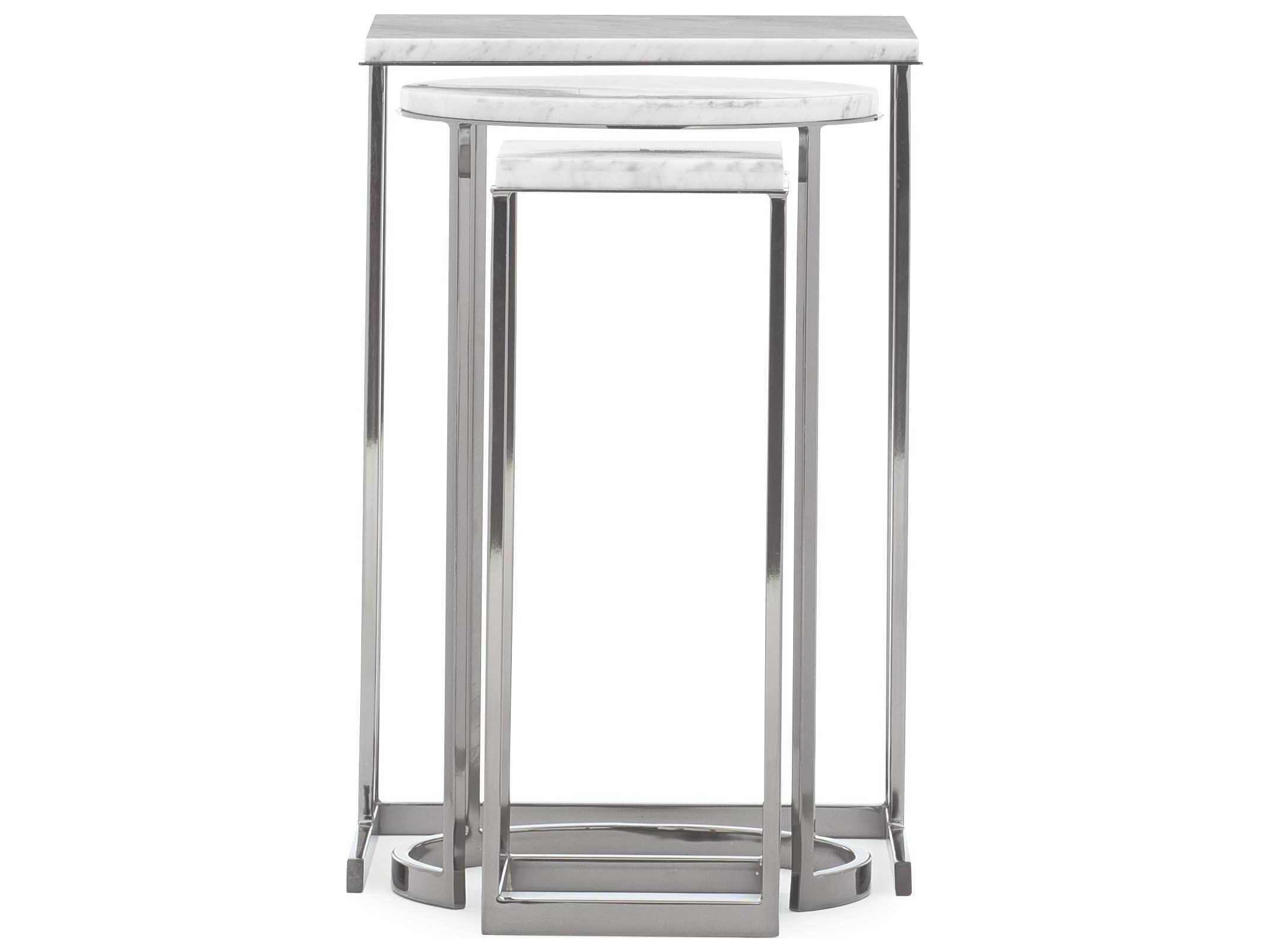 Caracole Modern Expressions Exposition Nesting Rectangular Carrera Marble Plated Nickel End Table