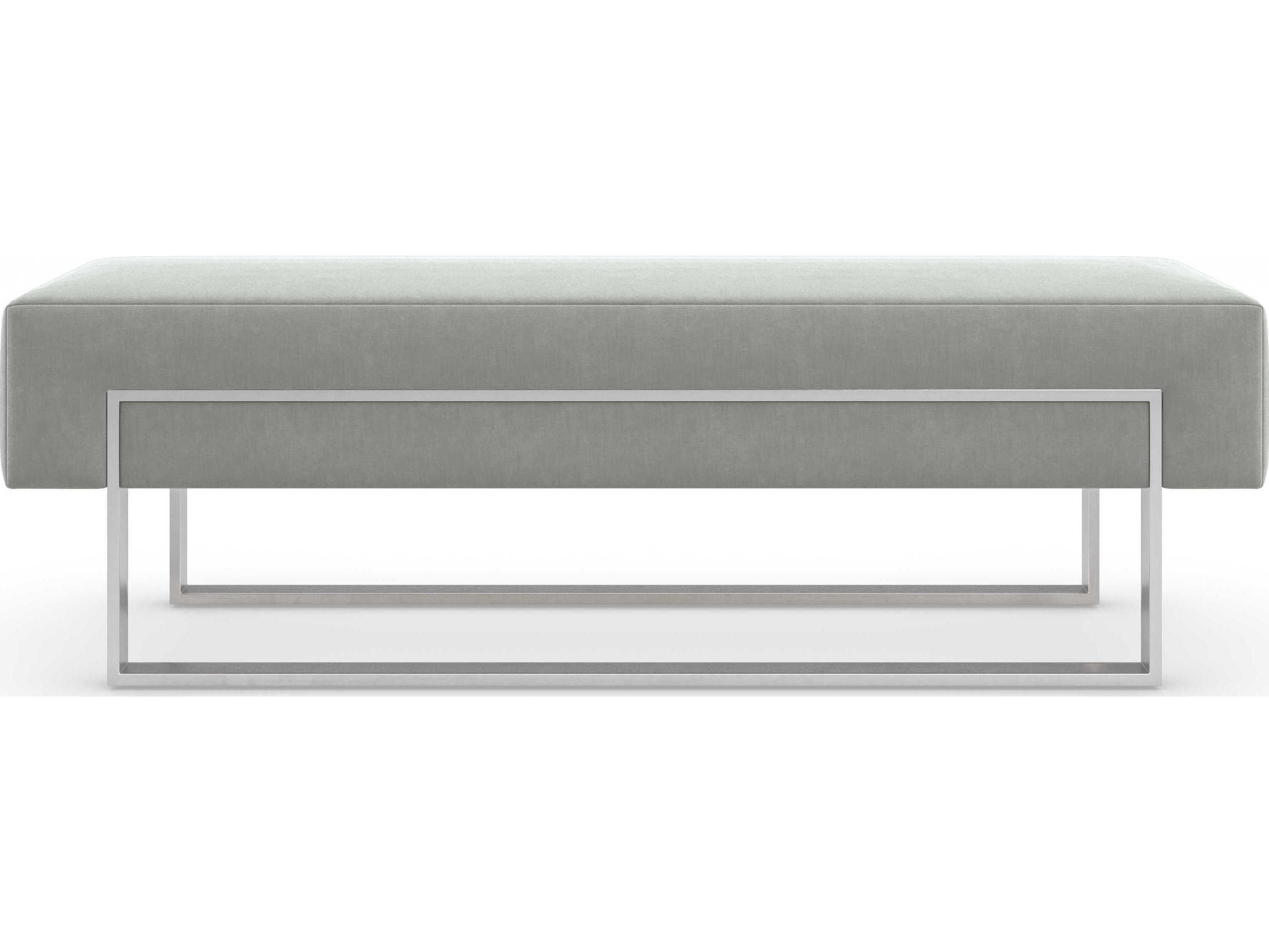 Caracole La Moda Smoked Stainless Steel Gray Upholstered Accent Bench