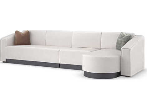 Caracole La Moda Iron Ore White Upholstered RAF Chaise Lounge