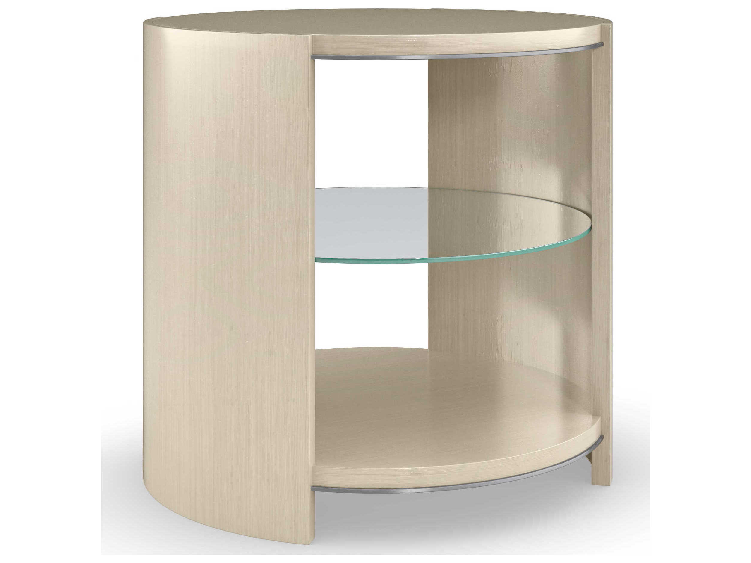 Caracole La Moda Da Vita 26" Round Wood Thunder Smoked Stainless Steel Paint End Table