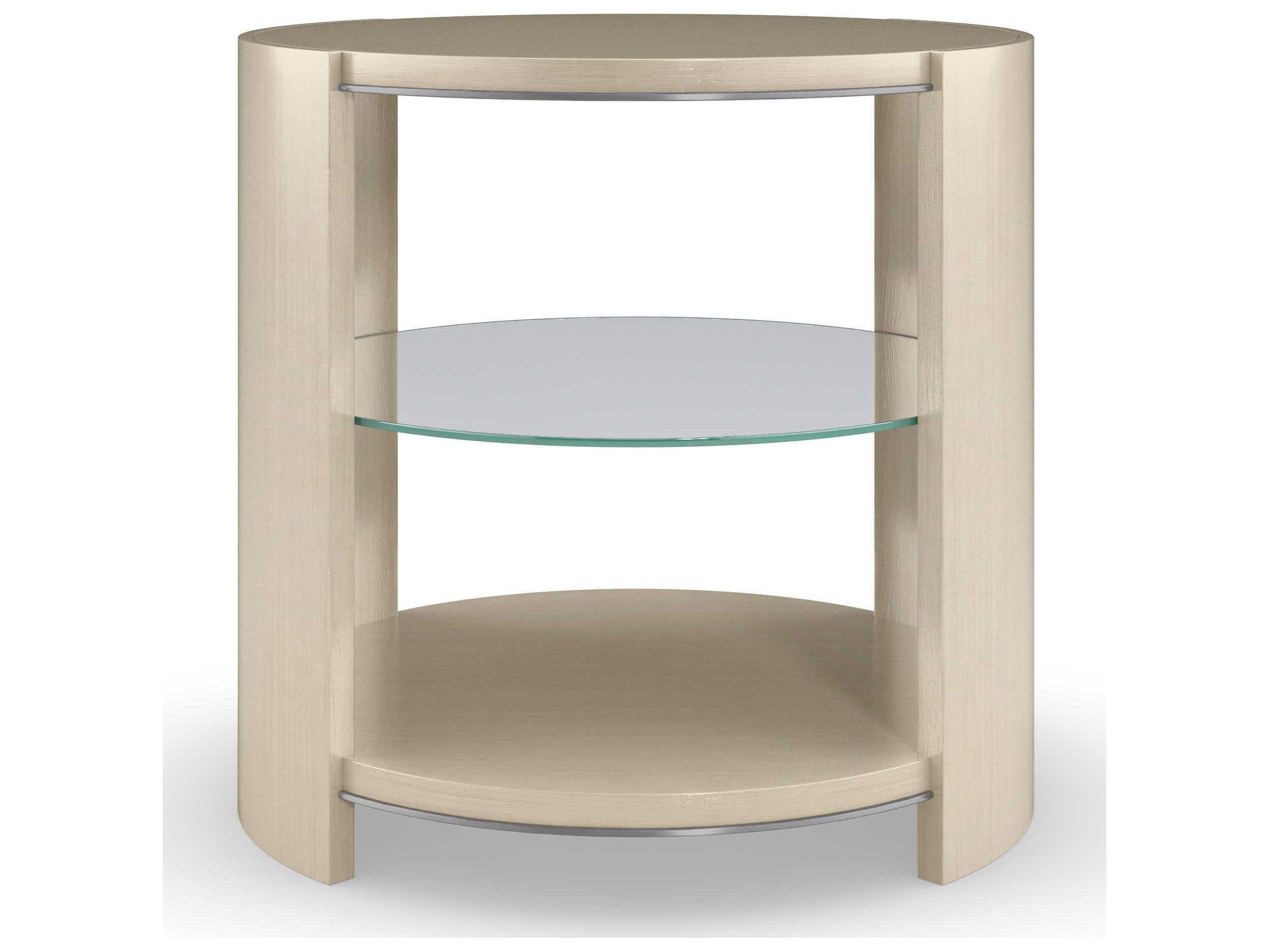 Caracole La Moda Da Vita 26" Round Wood Thunder Smoked Stainless Steel Paint End Table