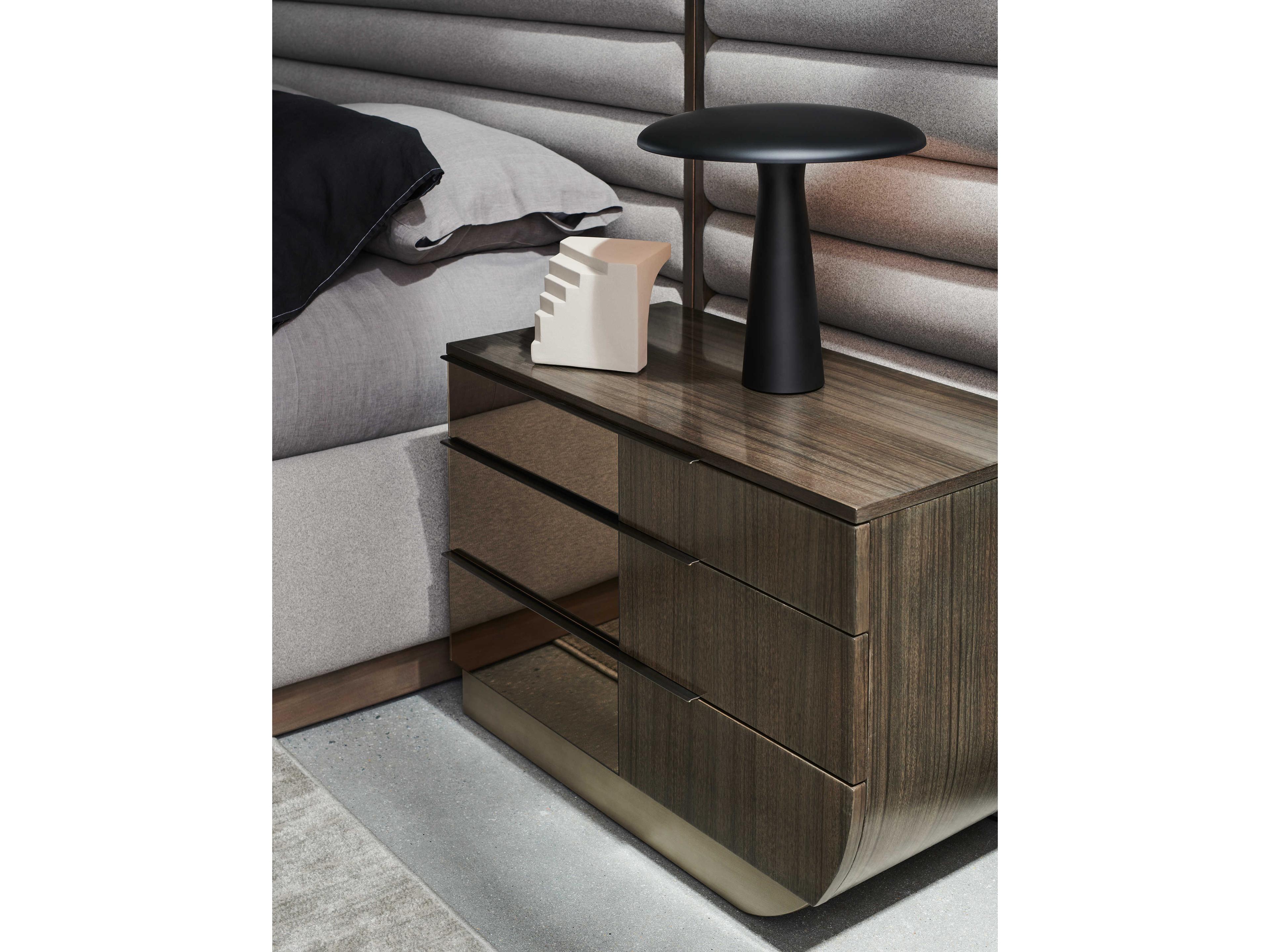 Caracole La Moda Right Facing 3-Drawers Brown Birch Wood Nightstand