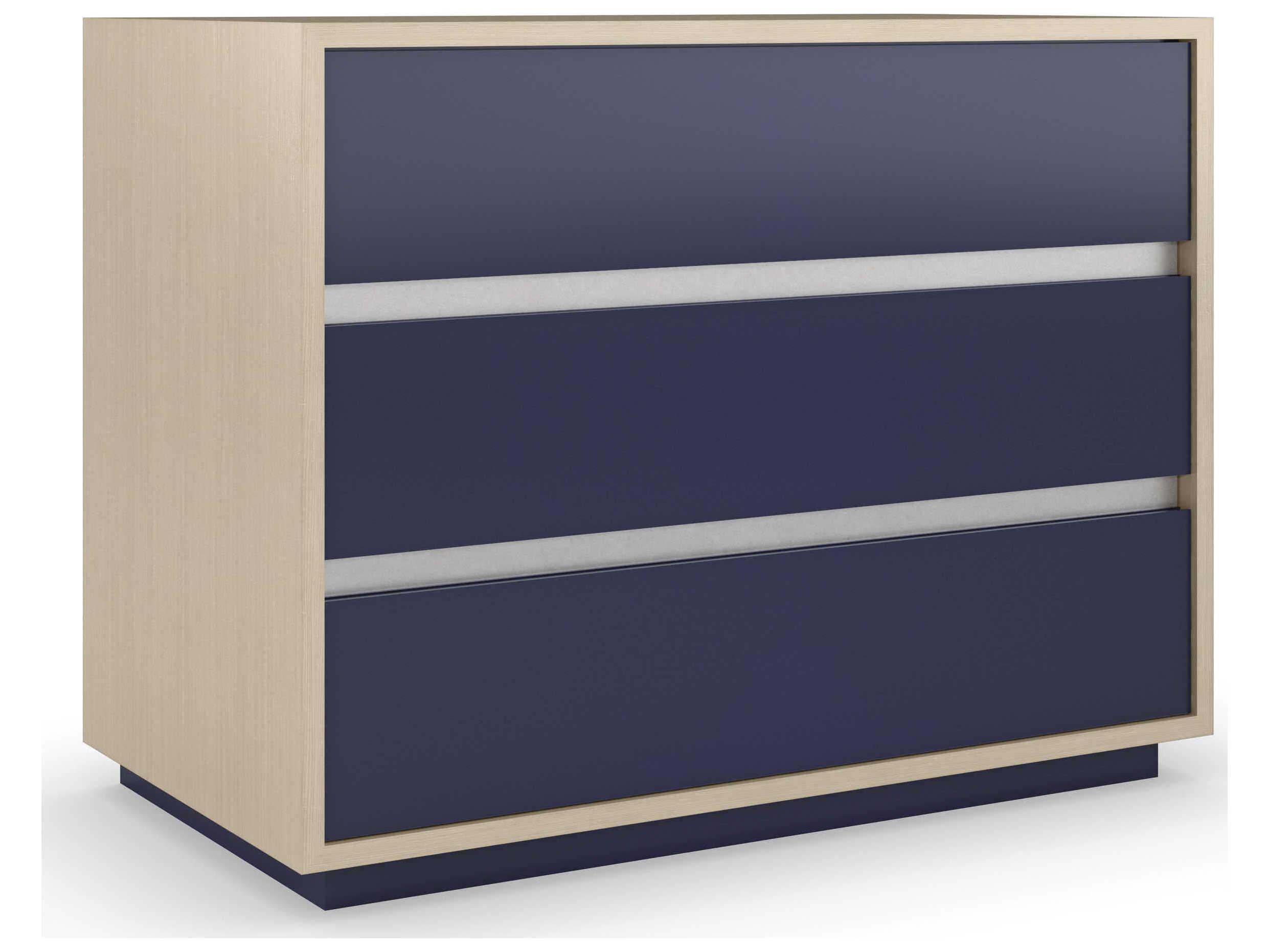 Caracole La Moda Da Vita Large 3-Drawers Blue Birch Wood Nightstand