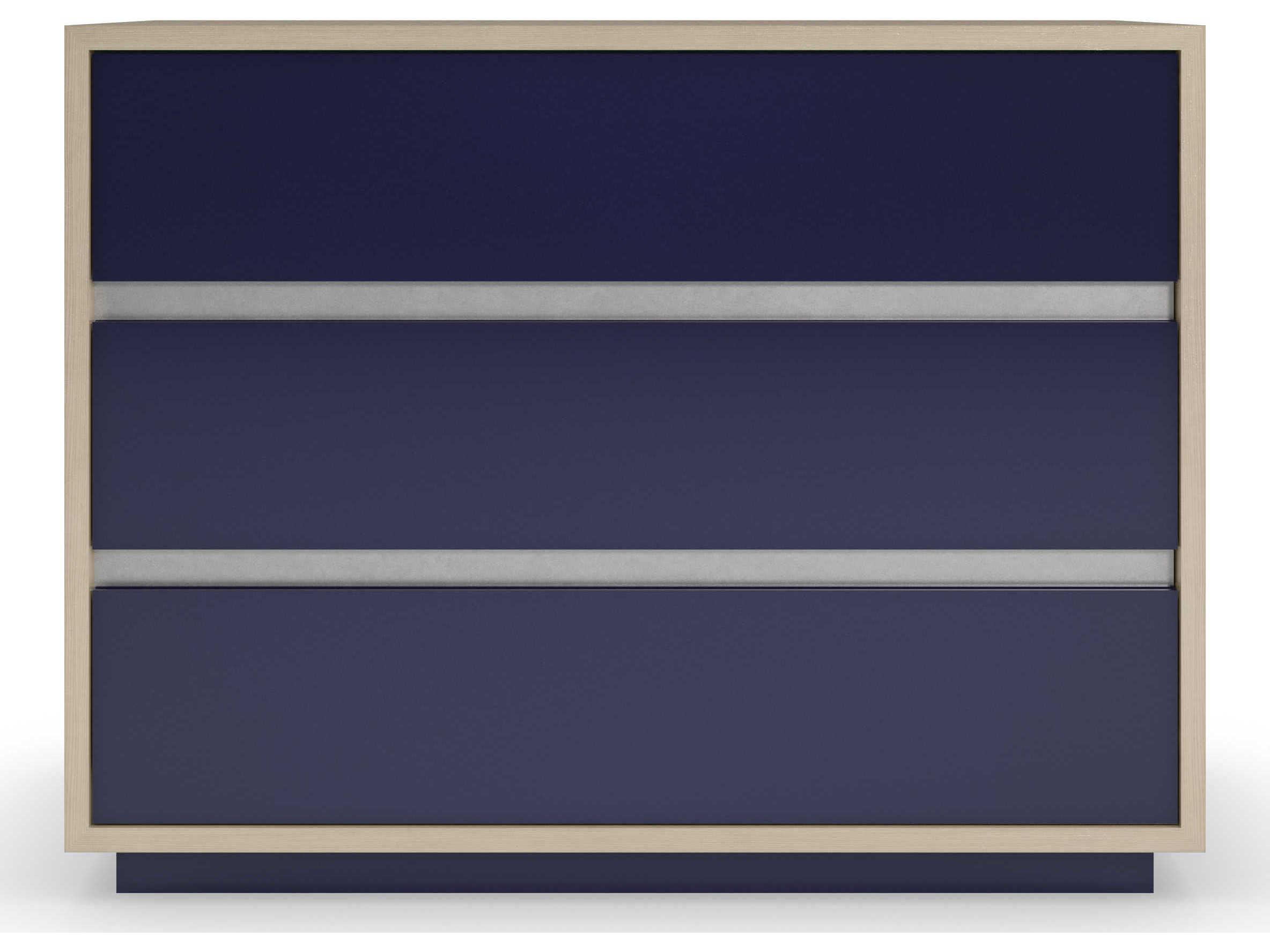 Caracole La Moda Da Vita Large 3-Drawers Blue Birch Wood Nightstand