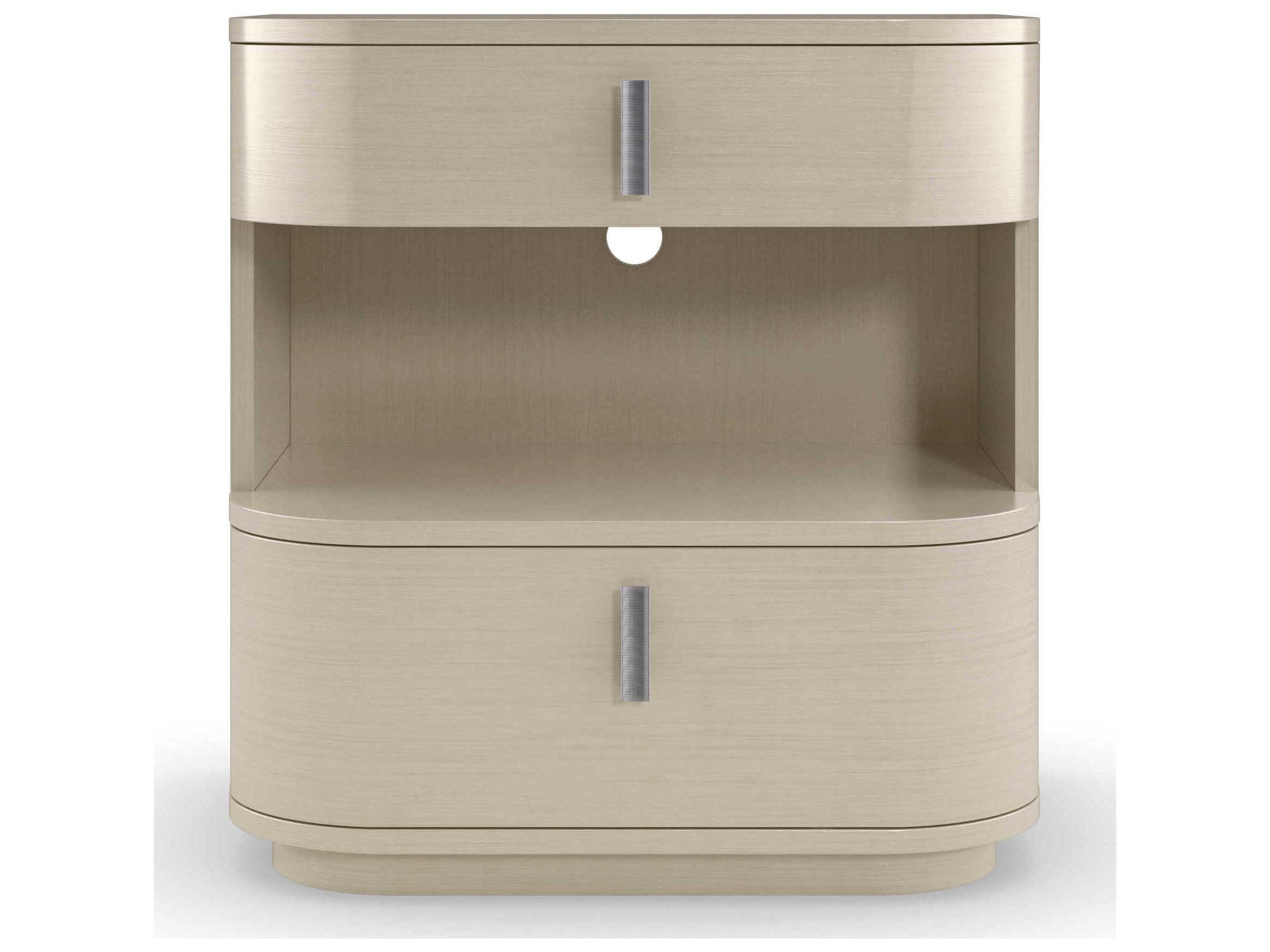 Caracole La Moda Da Vita Open 2-Drawers Brown Birch Wood Nightstand