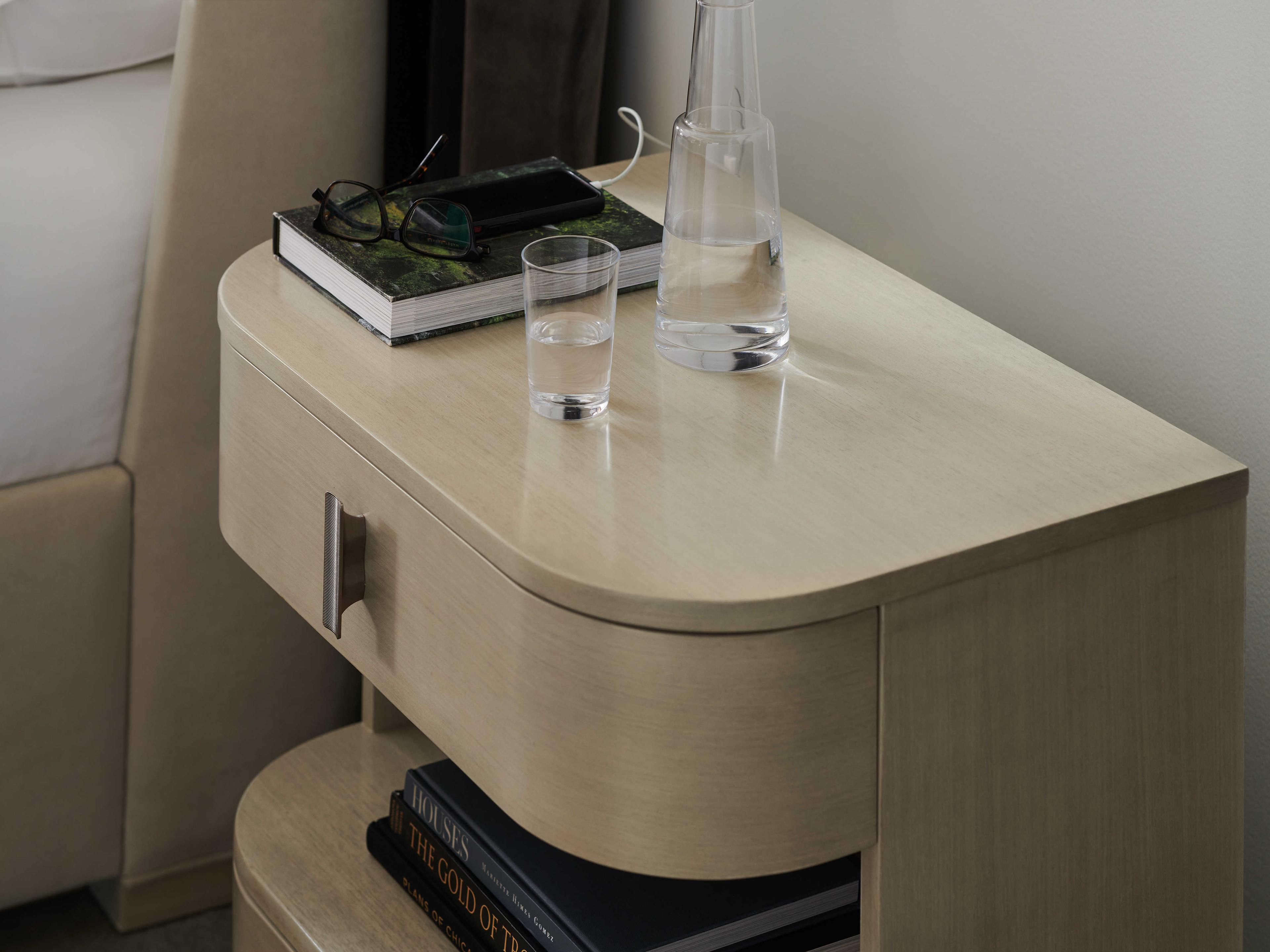 Caracole La Moda Da Vita Open 2-Drawers Brown Birch Wood Nightstand