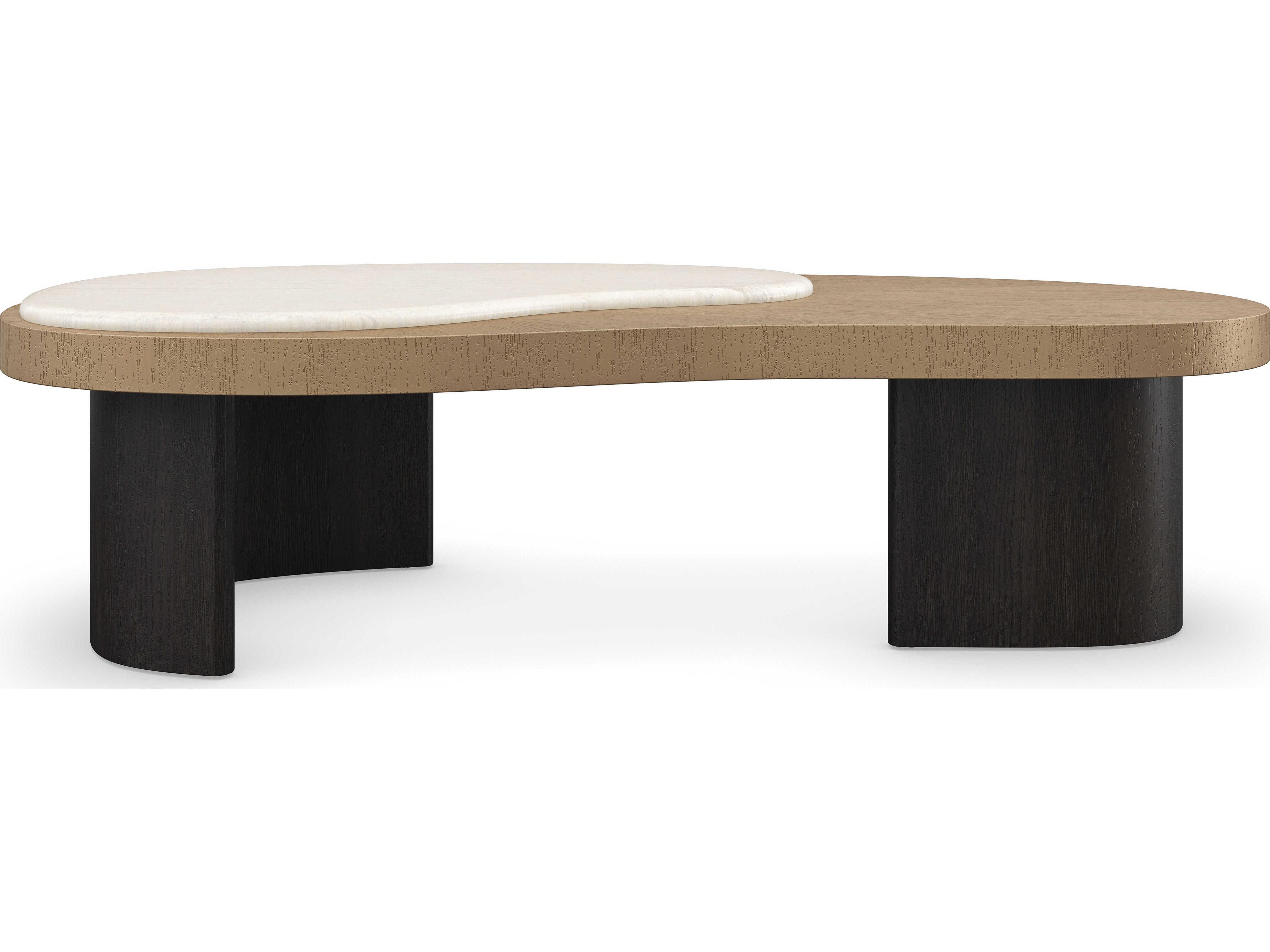 Caracole Modern Principles Contrast 56" Stone Cinder Lucent Bronze Oak Coffee Table