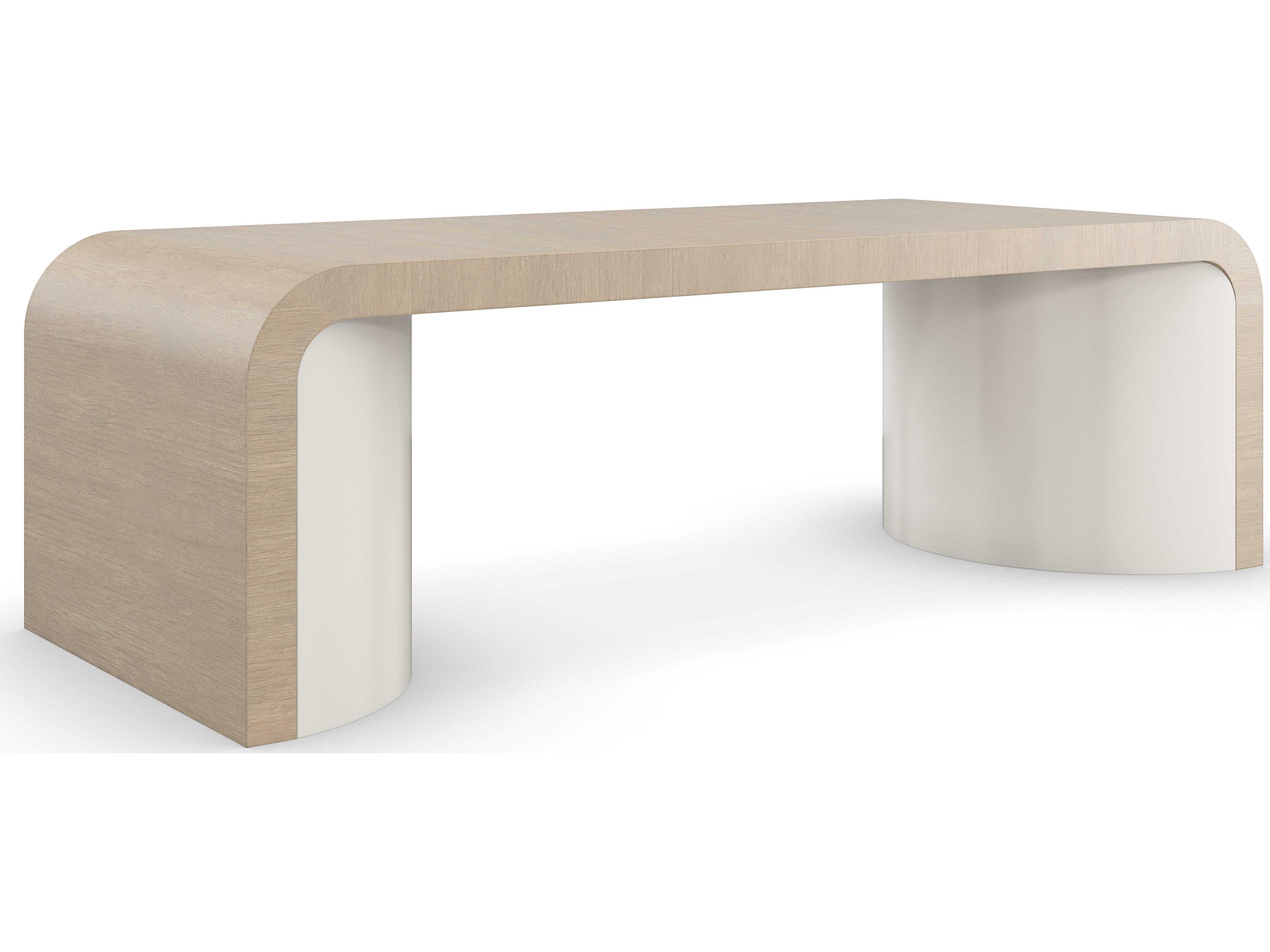 Caracole Modern Principles Movement 54" Rectangular Wood Sun Drenched Oak Textured Adobe Coffee Table