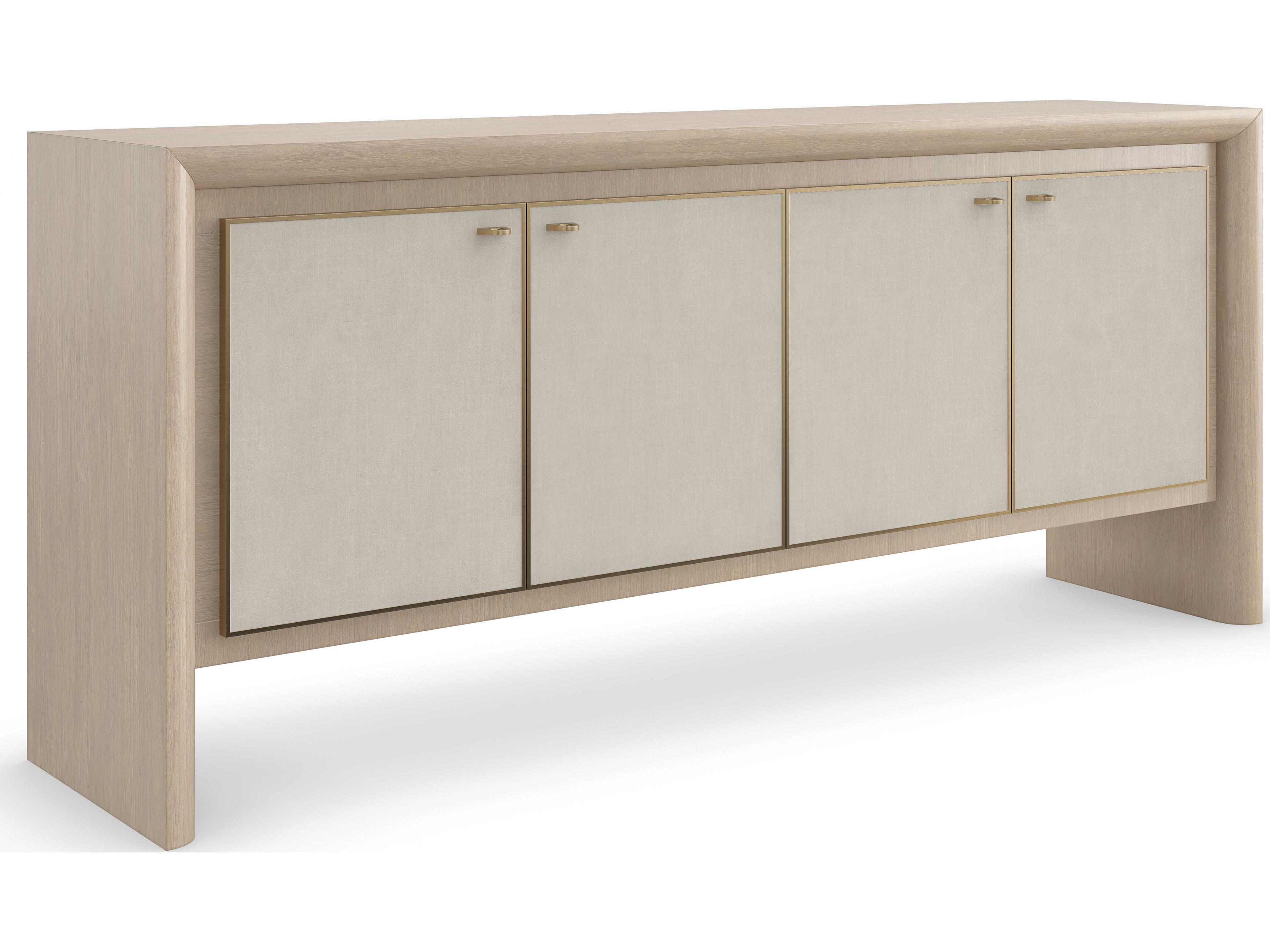 Caracole Modern Principles Unity 78" Oak Wood Sun Drenched Lucent Bronze Plated Metal Credenza Sideboard