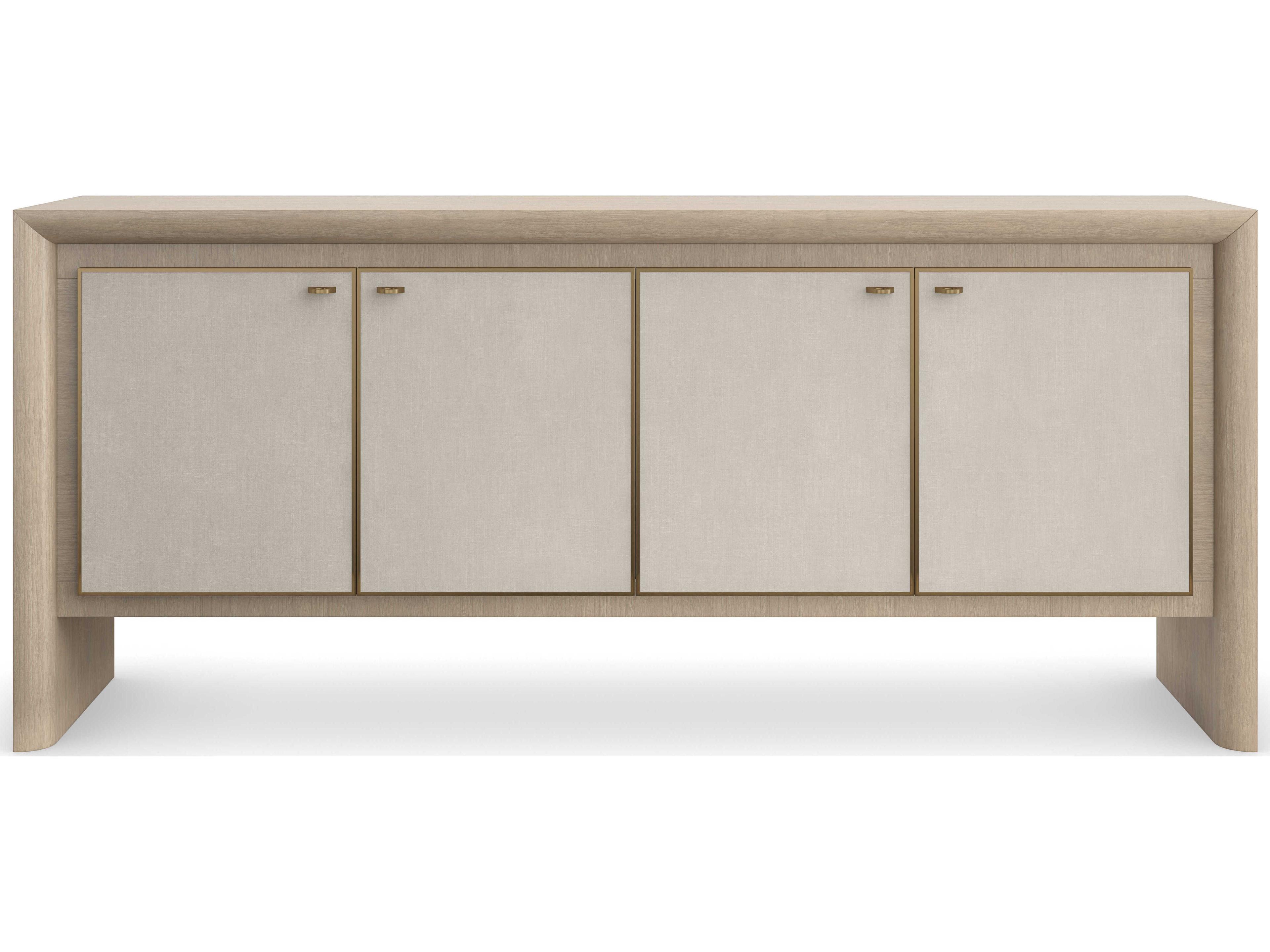 Caracole Modern Principles Unity 78" Oak Wood Sun Drenched Lucent Bronze Plated Metal Credenza Sideboard