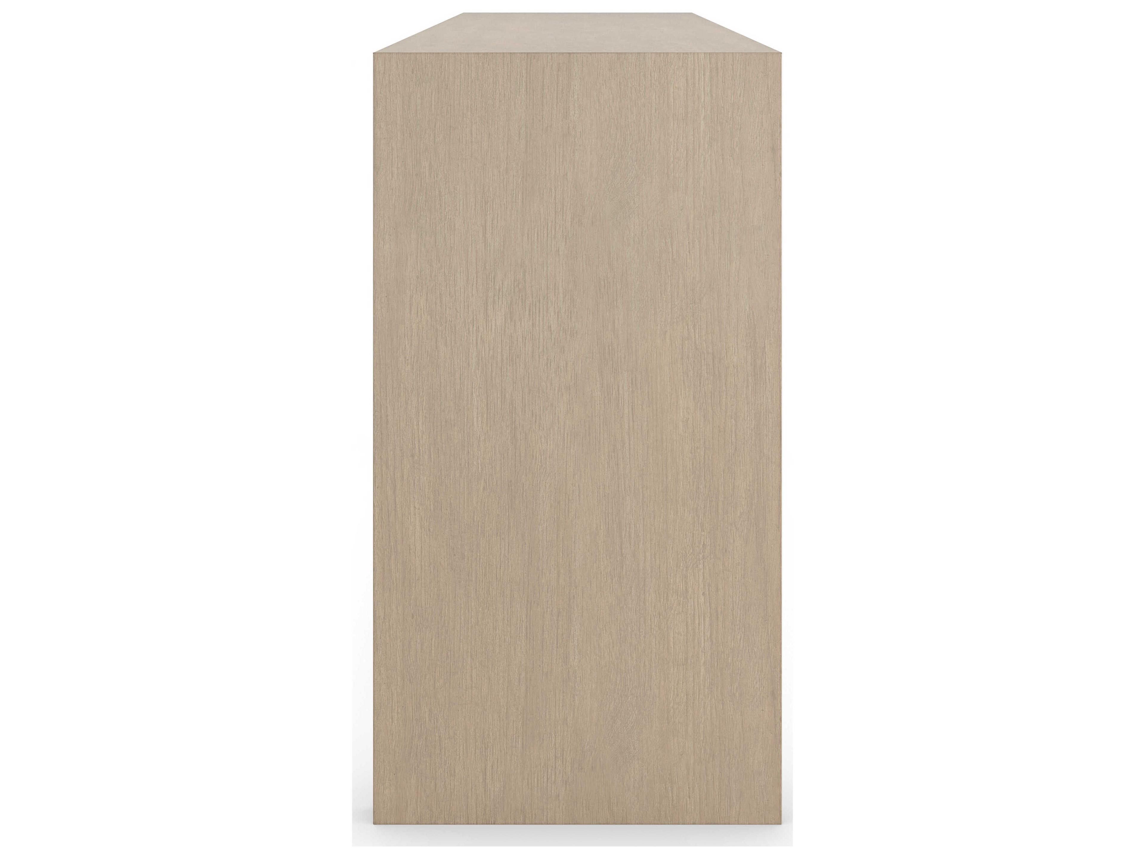 Caracole Modern Principles Unity 78" Oak Wood Sun Drenched Lucent Bronze Plated Metal Credenza Sideboard