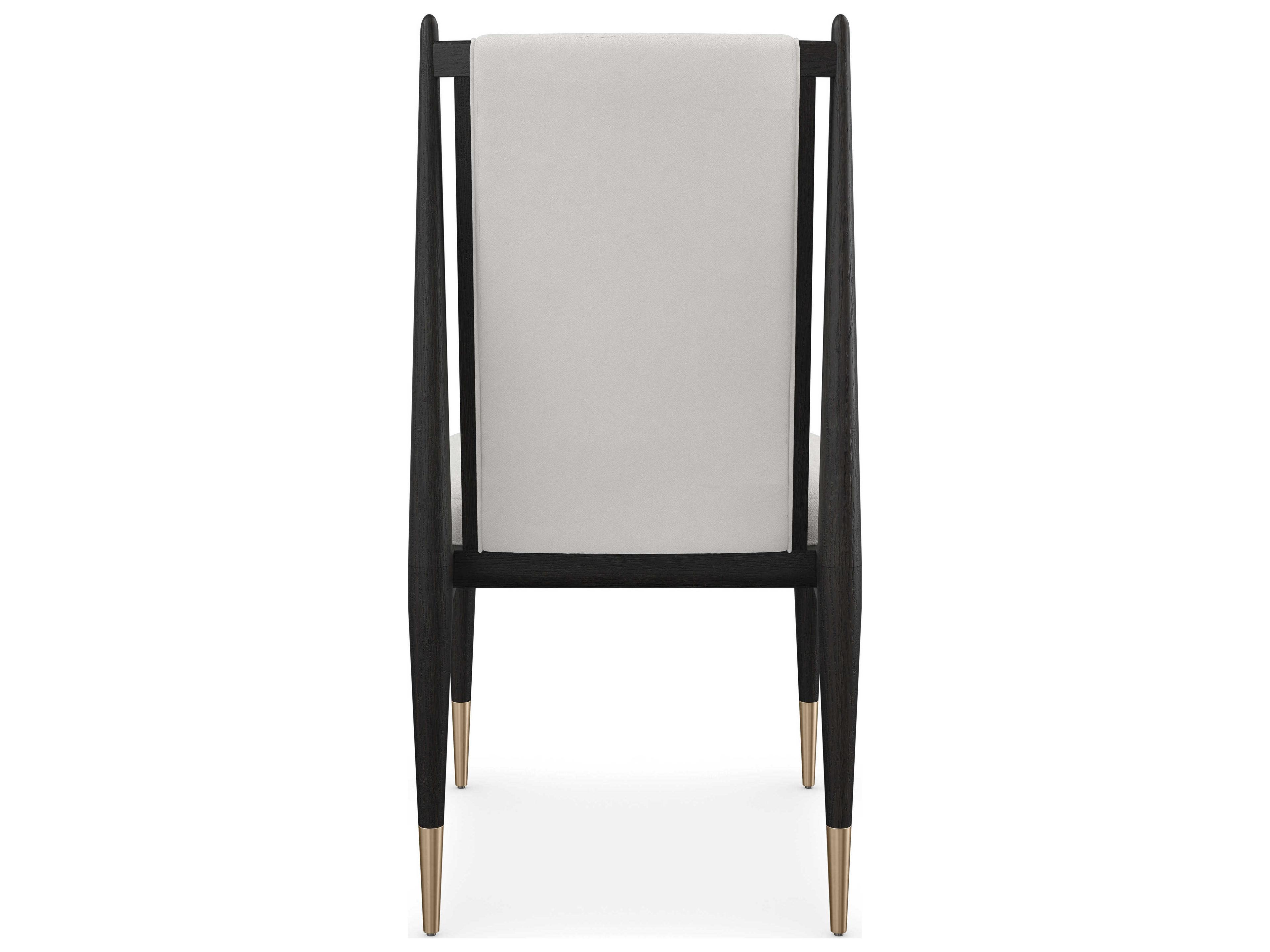 Caracole Modern Principles Unity Dark Oak Wood Black Upholstered Side Dining Chair