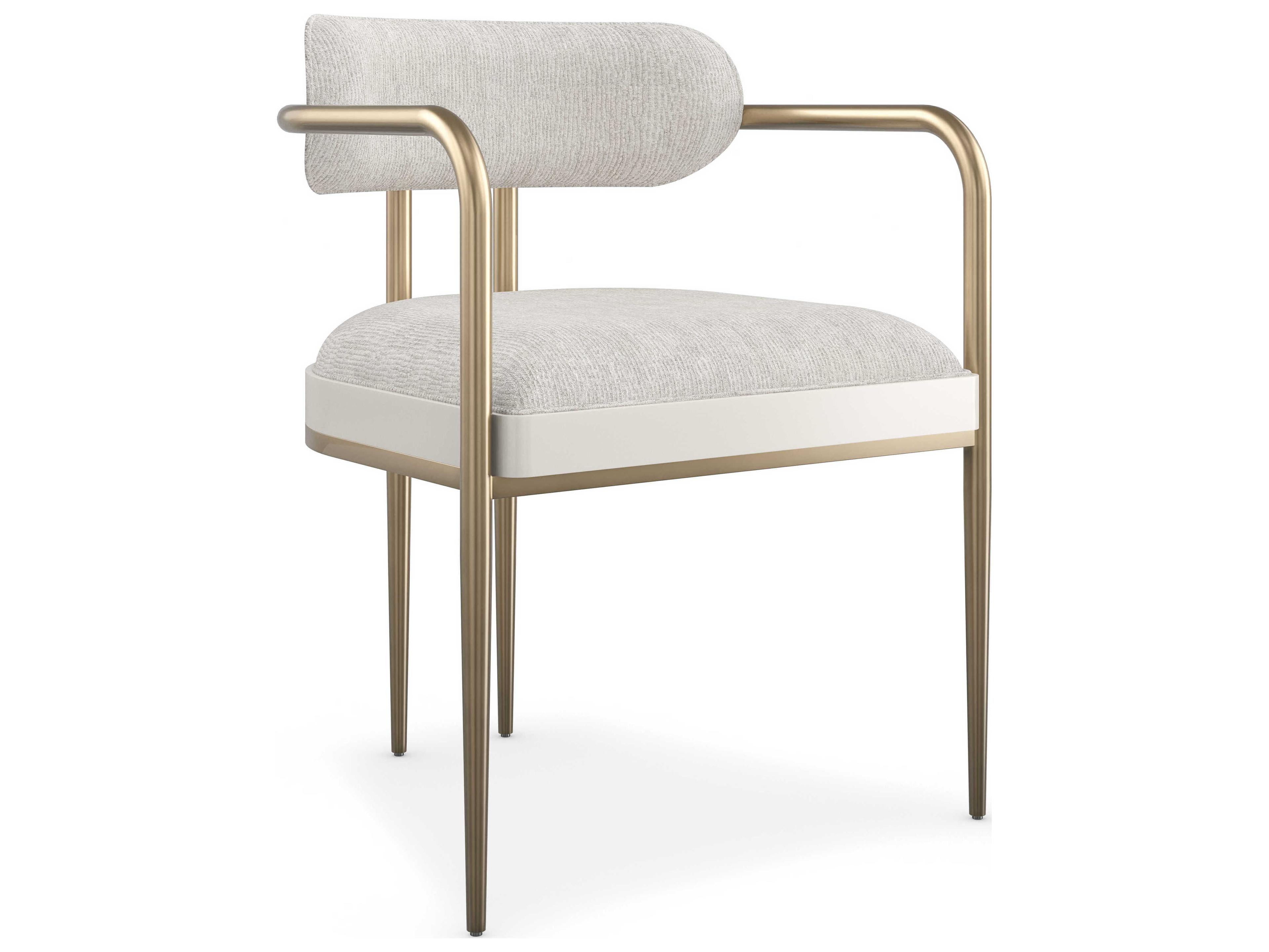 Caracole Modern Principles Emphasis Bronze Upholstered Arm Dining Chair