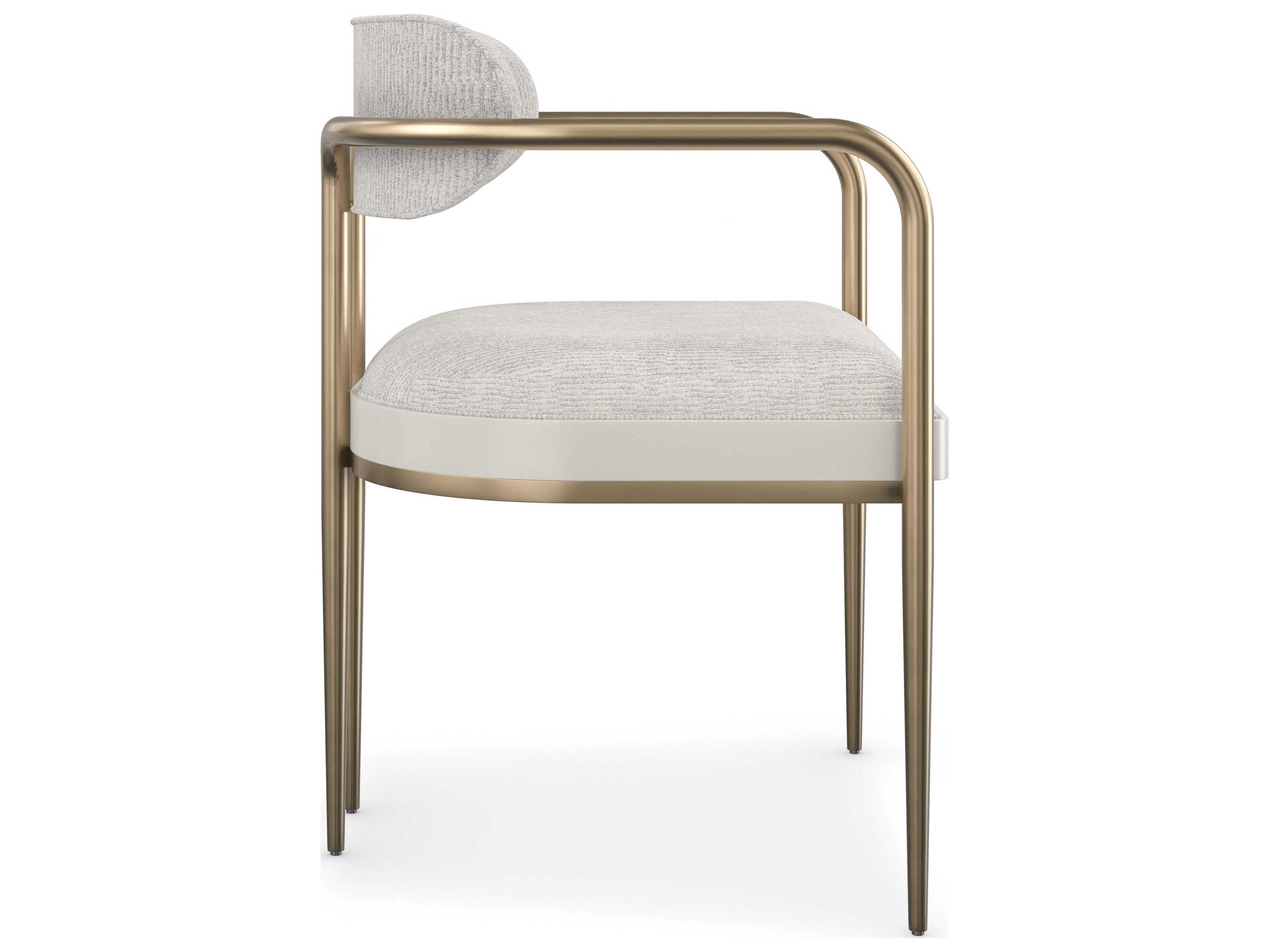 Caracole Modern Principles Emphasis Bronze Upholstered Arm Dining Chair
