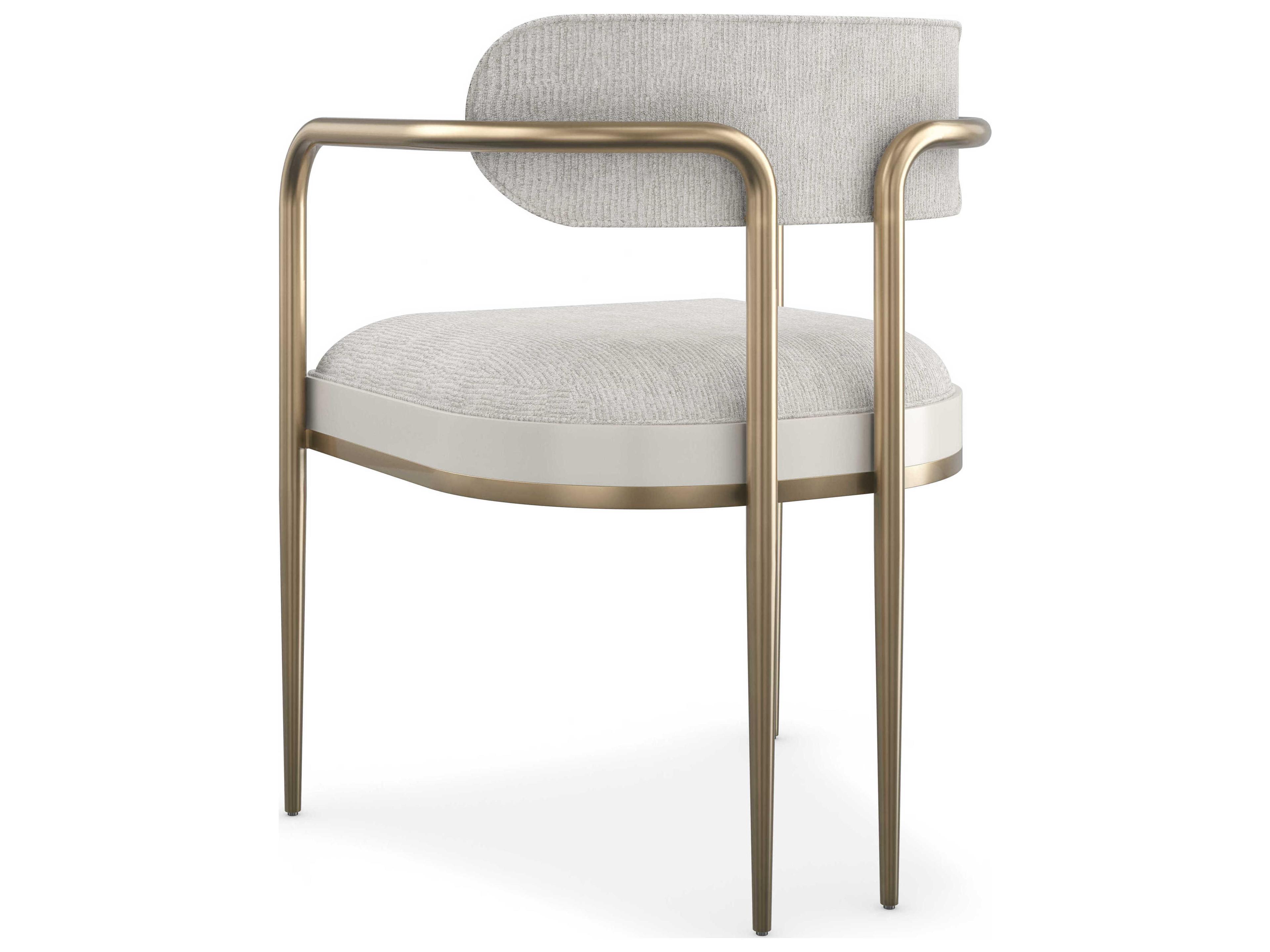 Caracole Modern Principles Emphasis Bronze Upholstered Arm Dining Chair