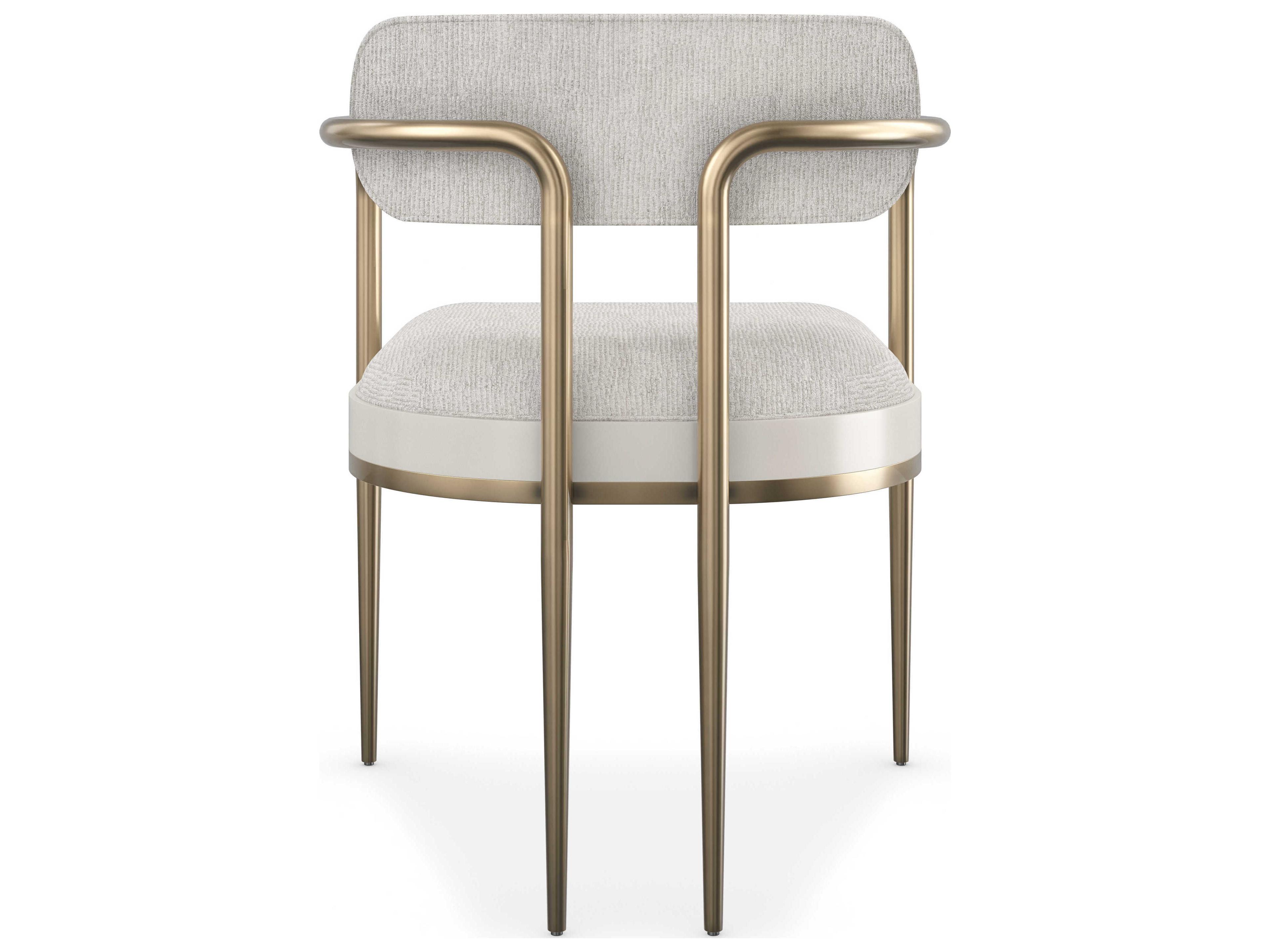 Caracole Modern Principles Emphasis Bronze Upholstered Arm Dining Chair
