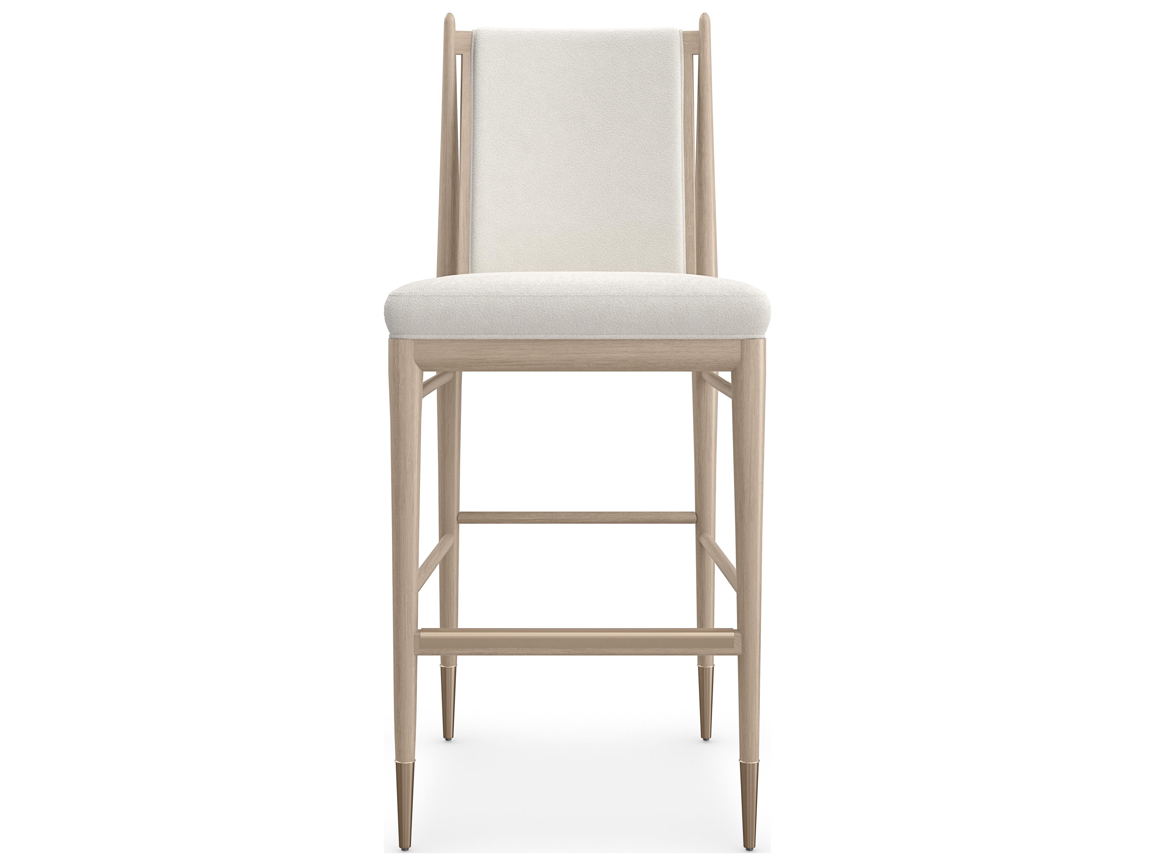 Caracole Modern Principles Unity Upholstered Oak Wood Bar Stool