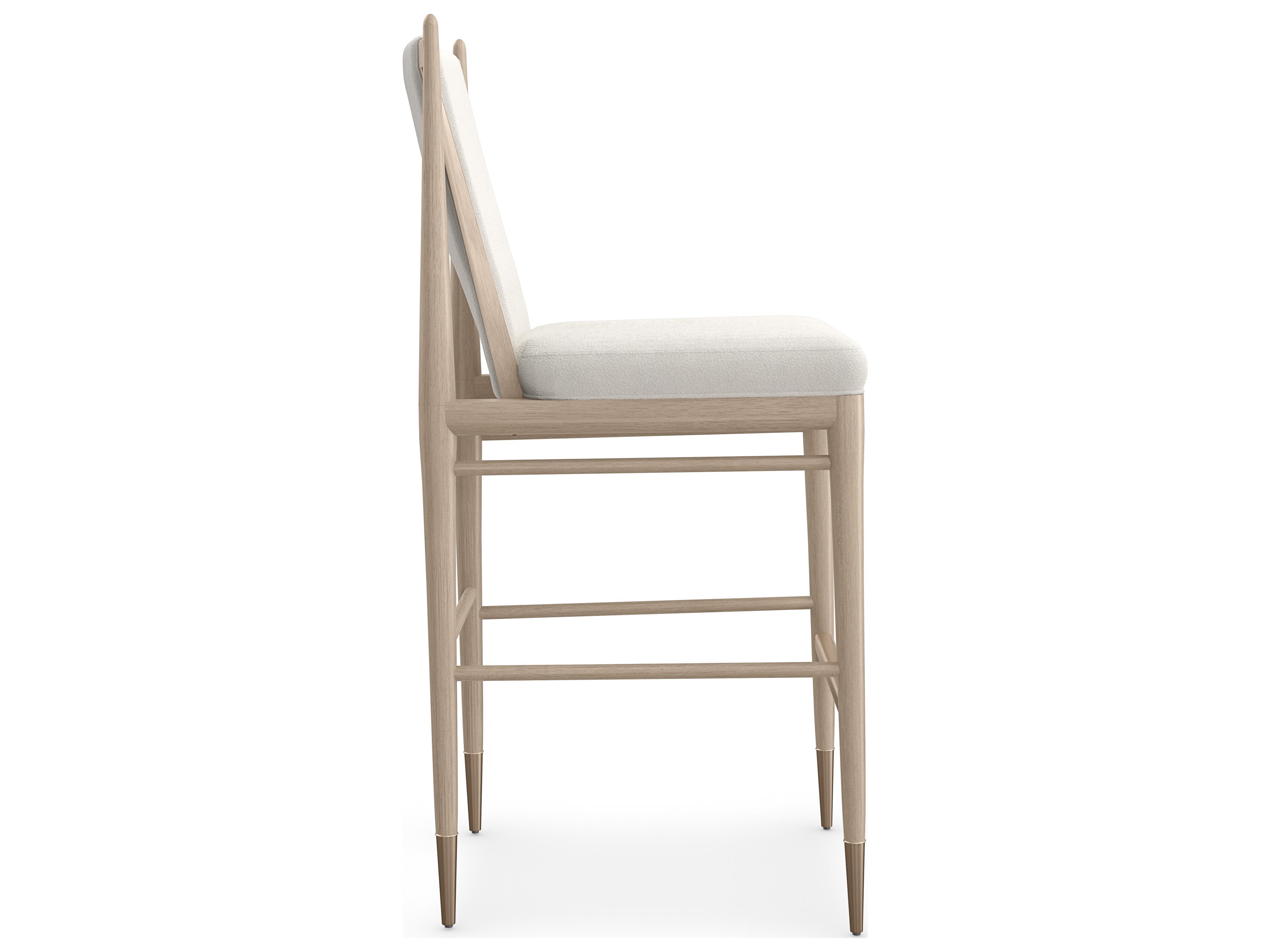 Caracole Modern Principles Unity Upholstered Oak Wood Bar Stool