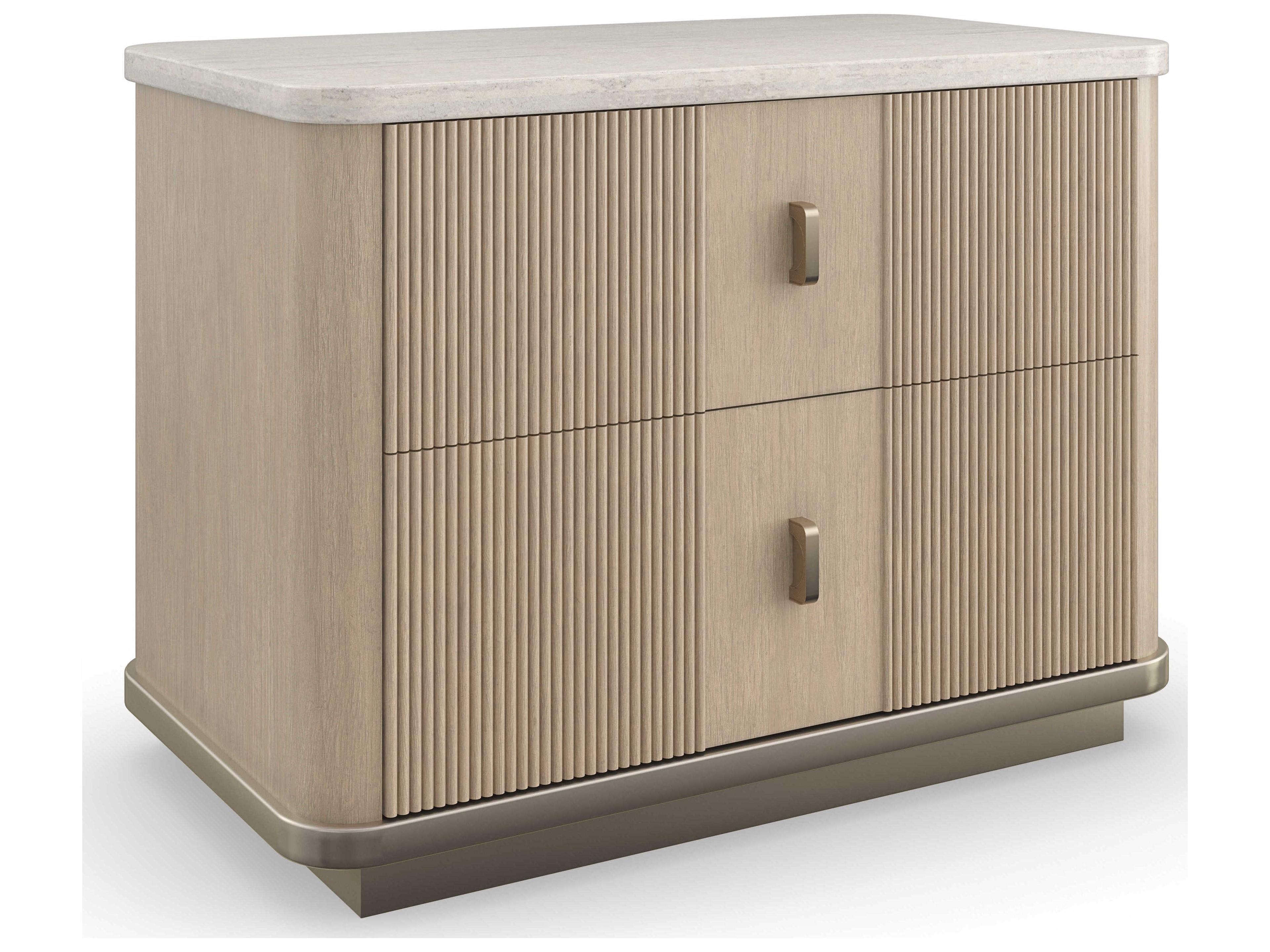 Caracole Modern Principles Rhythm 2-Drawers Brown Oak Wood Nightstand