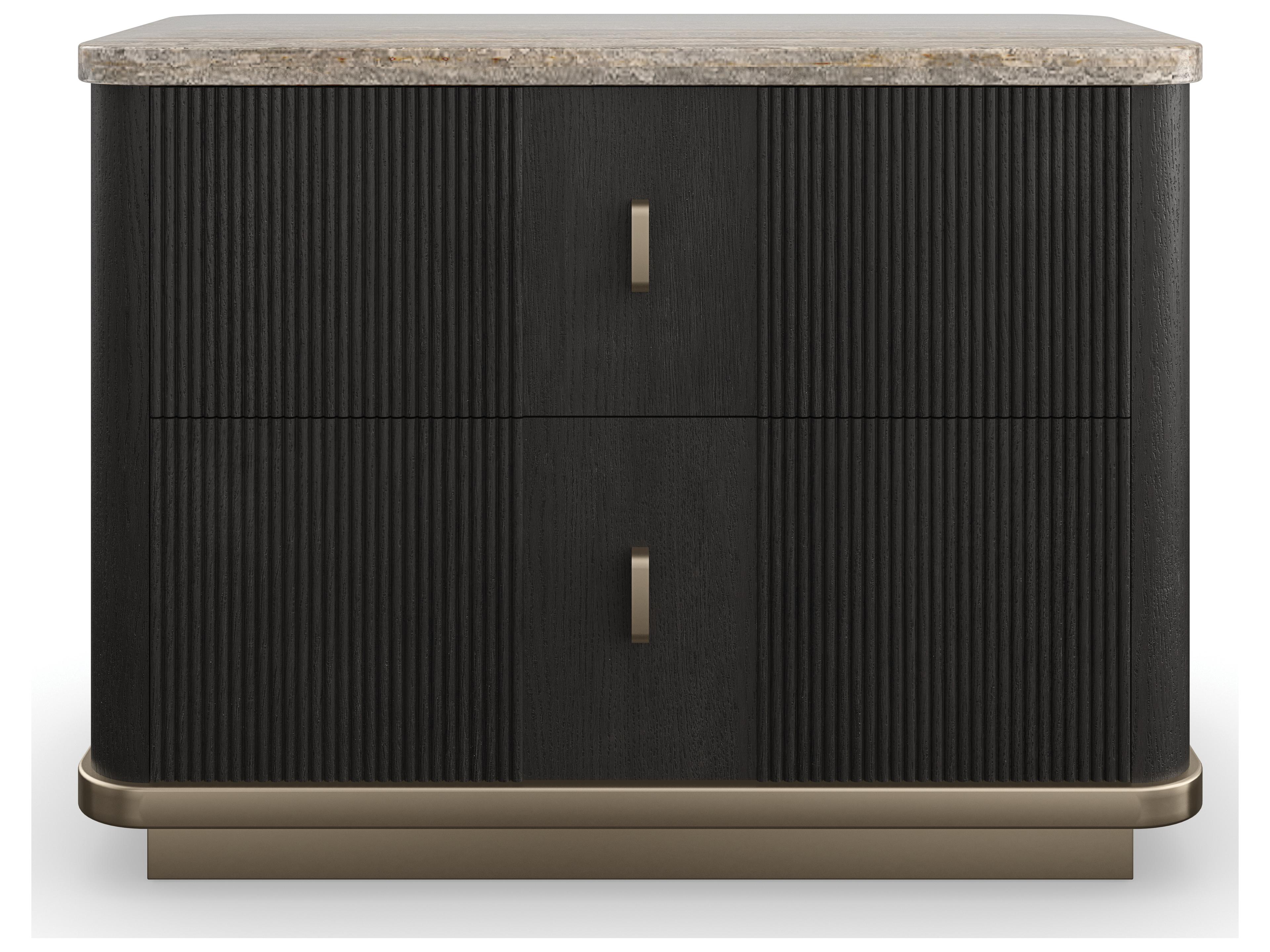 Caracole Modern Principles Rhythm 2-Drawers Black Ash Wood Nightstand