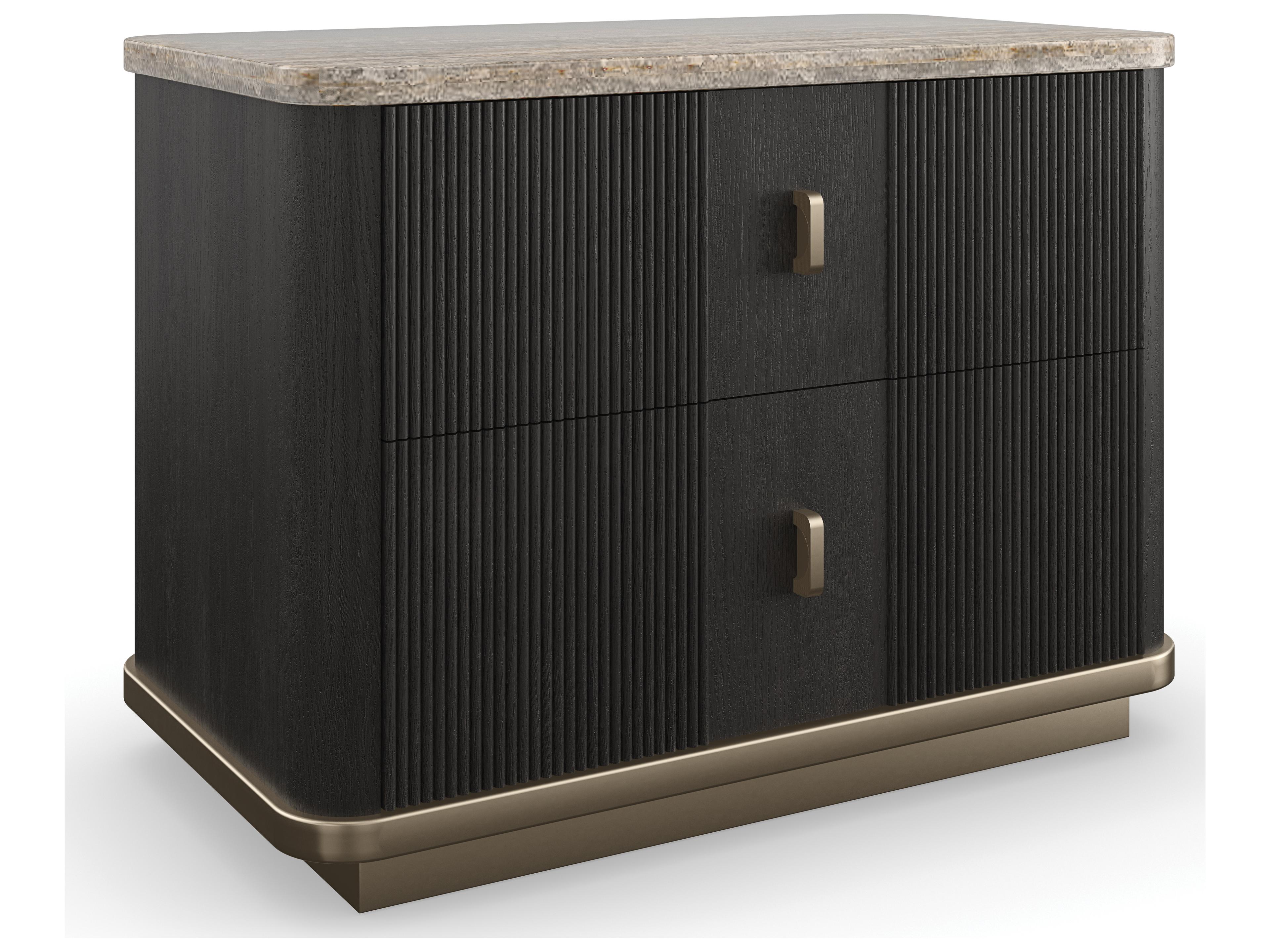 Caracole Modern Principles Rhythm 2-Drawers Black Ash Wood Nightstand