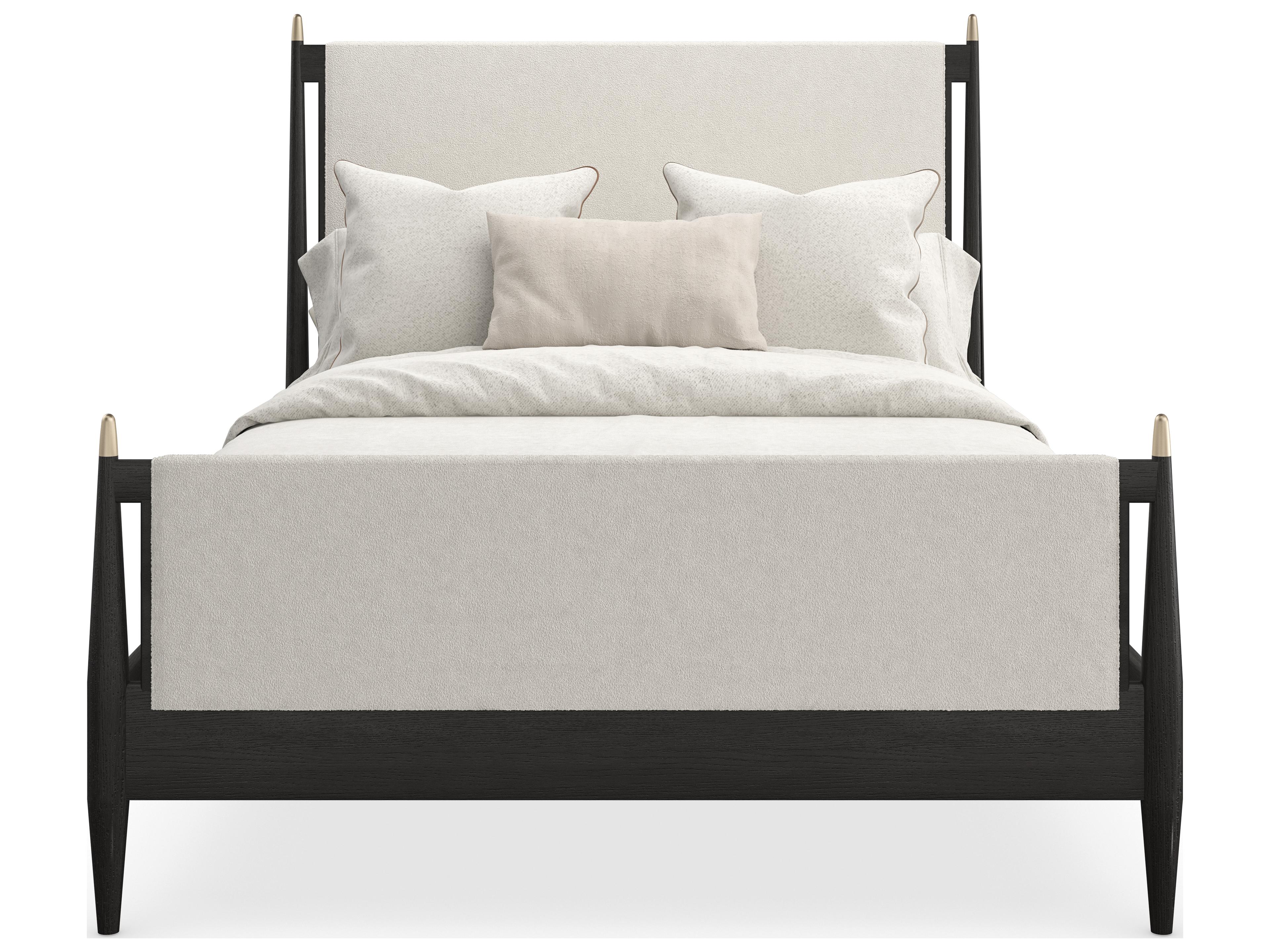 Caracole Modern Principles Black Stained Ash Gray Wood Queen Poster Bed