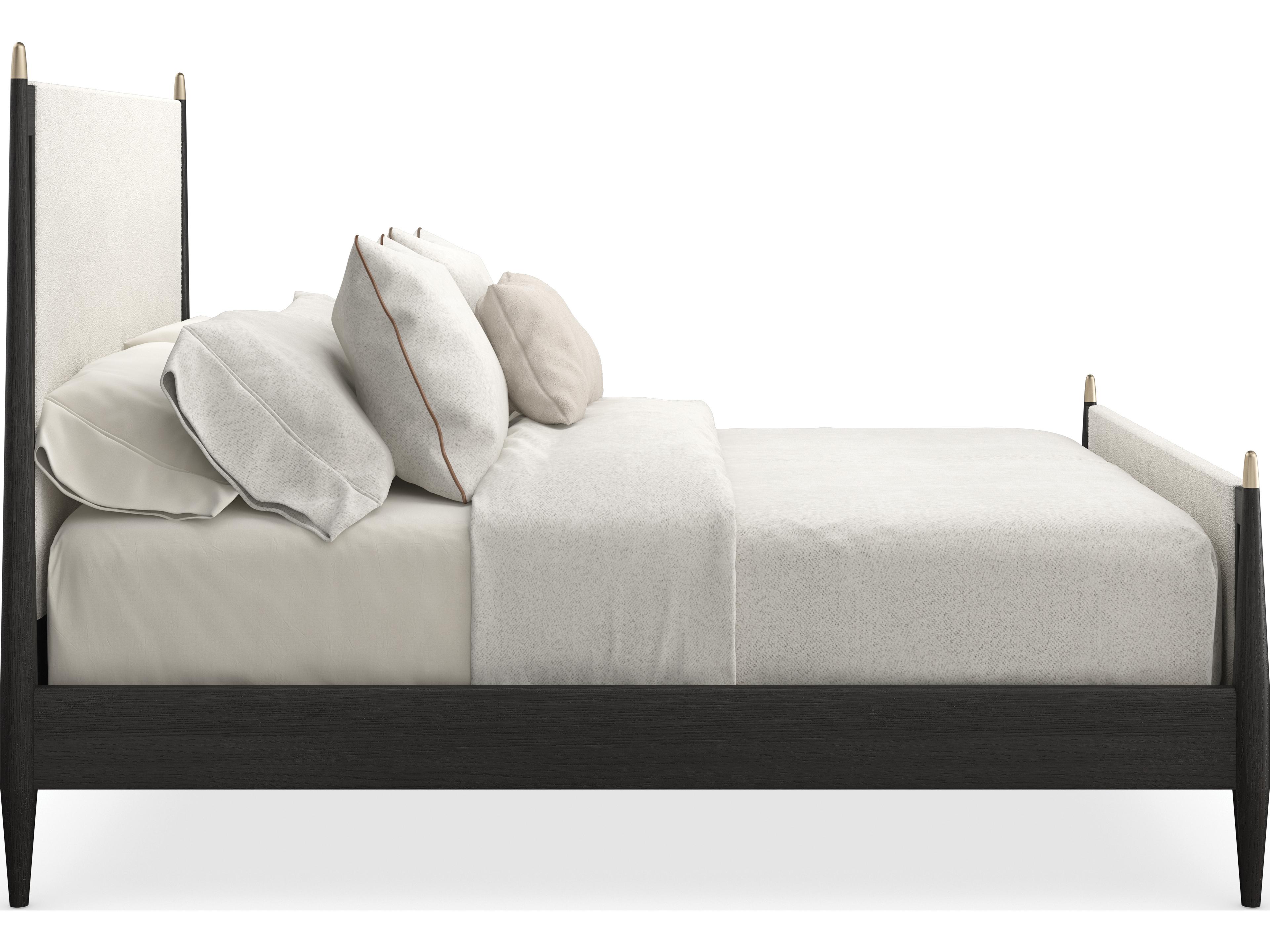 Caracole Modern Principles Black Stained Ash Gray Wood Queen Poster Bed