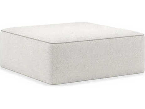 Caracole Modern Resort Marbella Lucent Bronze Metallic Paint Beige Upholstered Ottoman