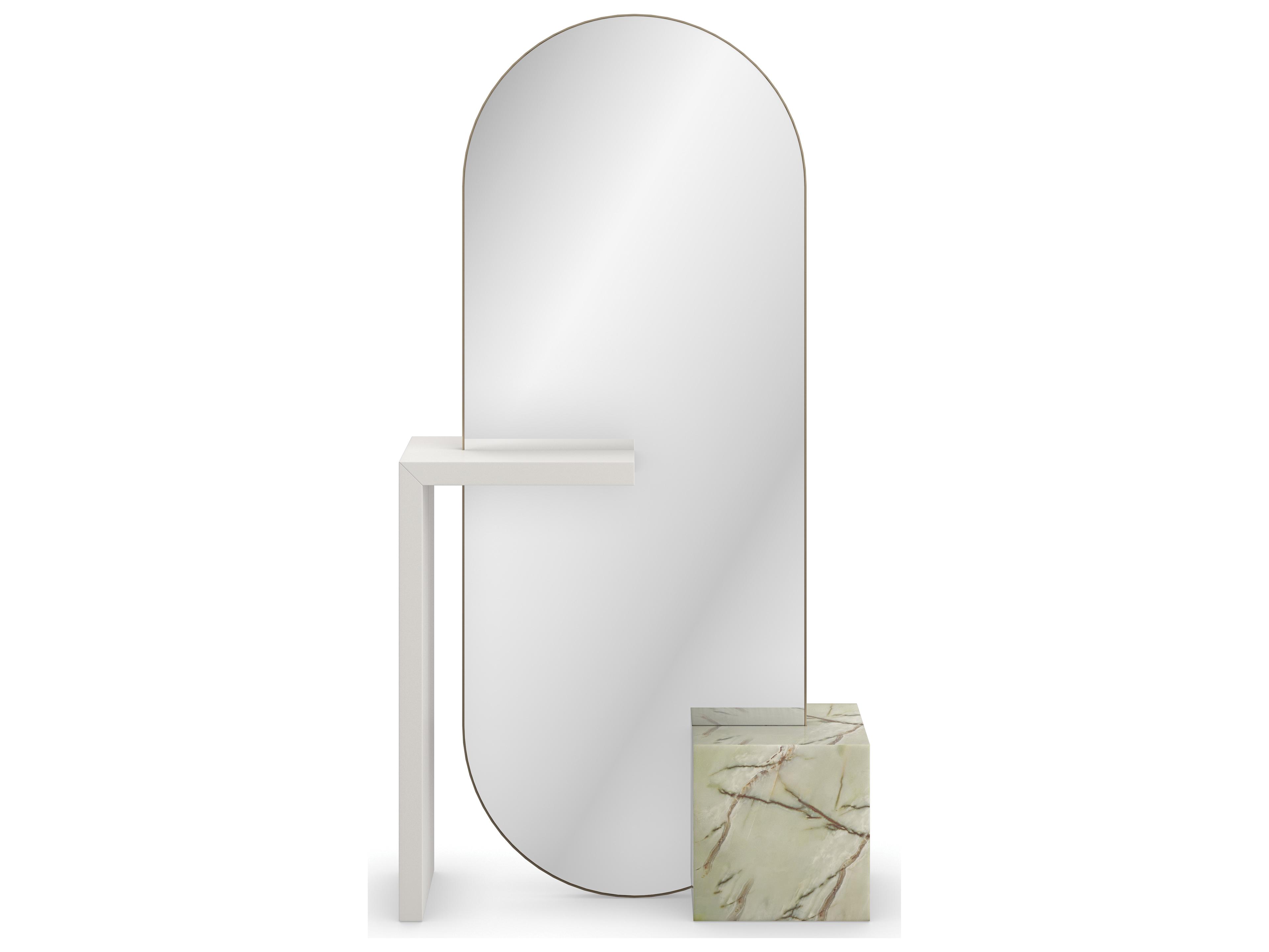 Caracole Modern Resort Monaco Lucent Bronze Metallic Oval Floor Mirror