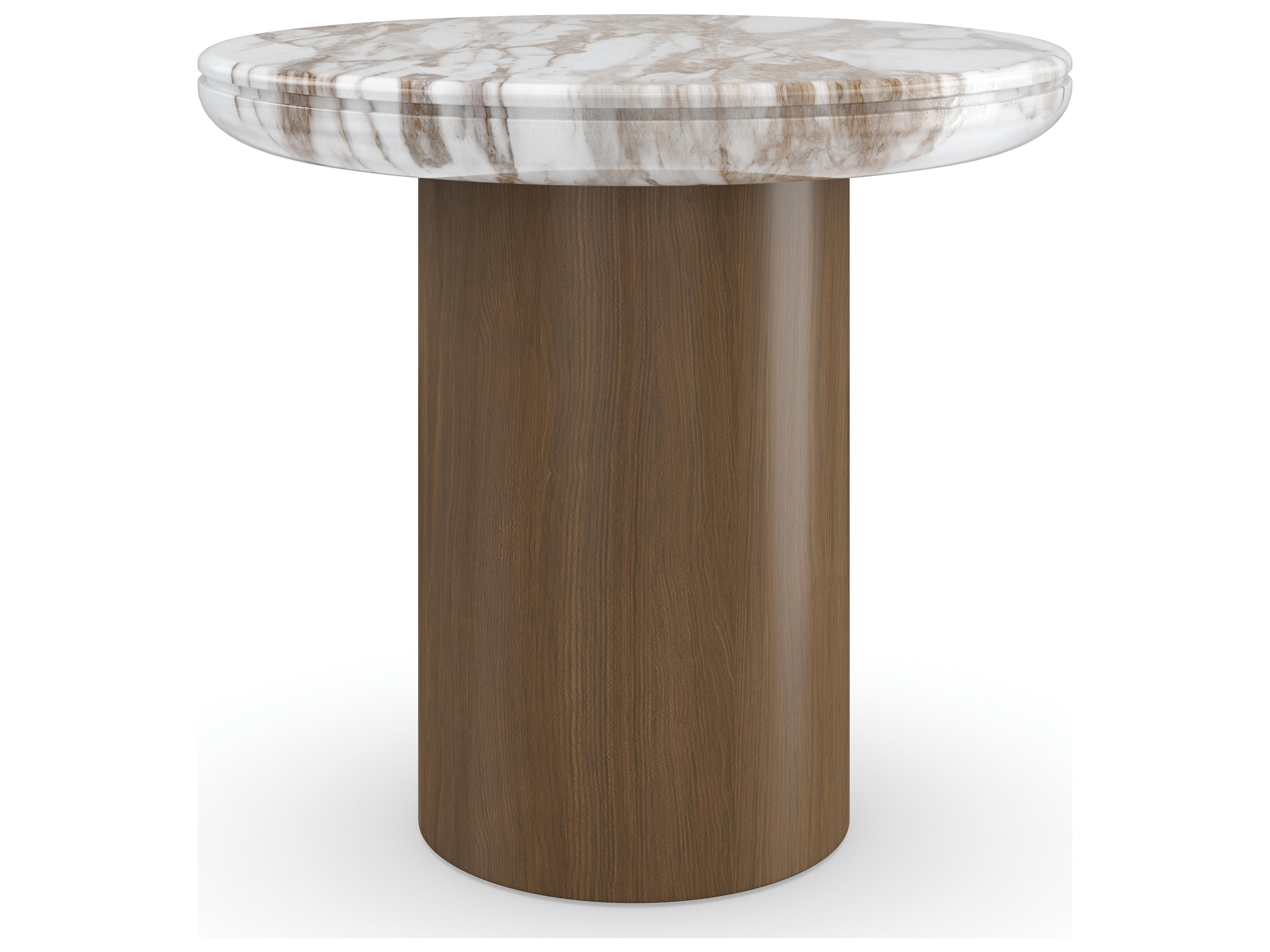 Caracole Modern Resort Seychelles Round Stone End Table