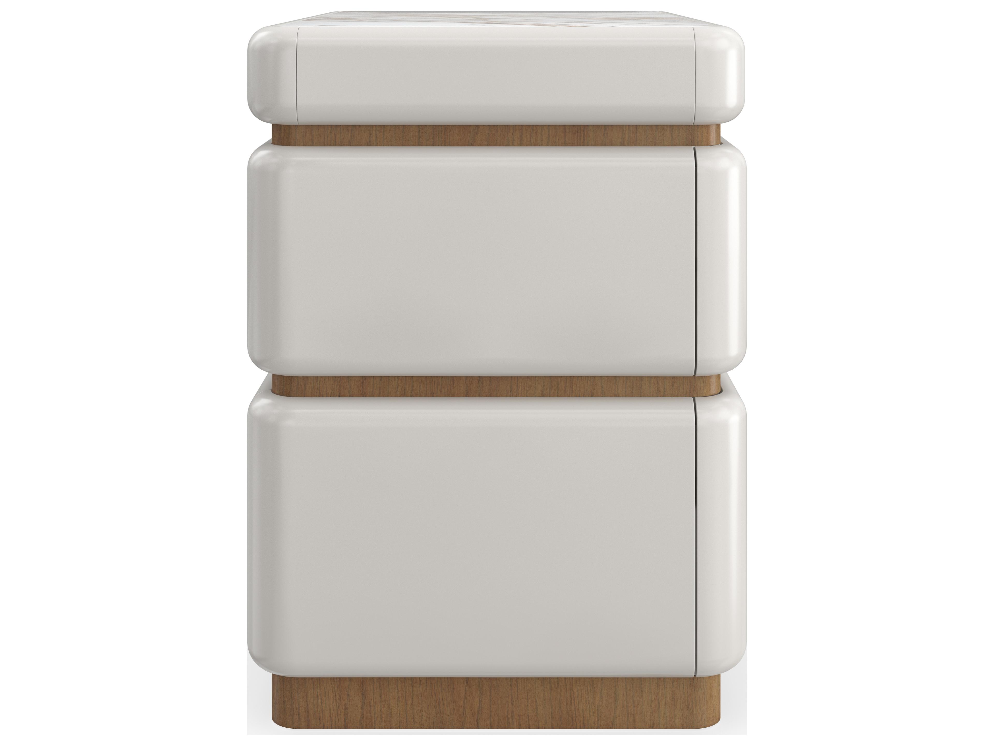 Caracole Modern Resort Milos 2-Drawers Beige Acacia Wood Nightstand