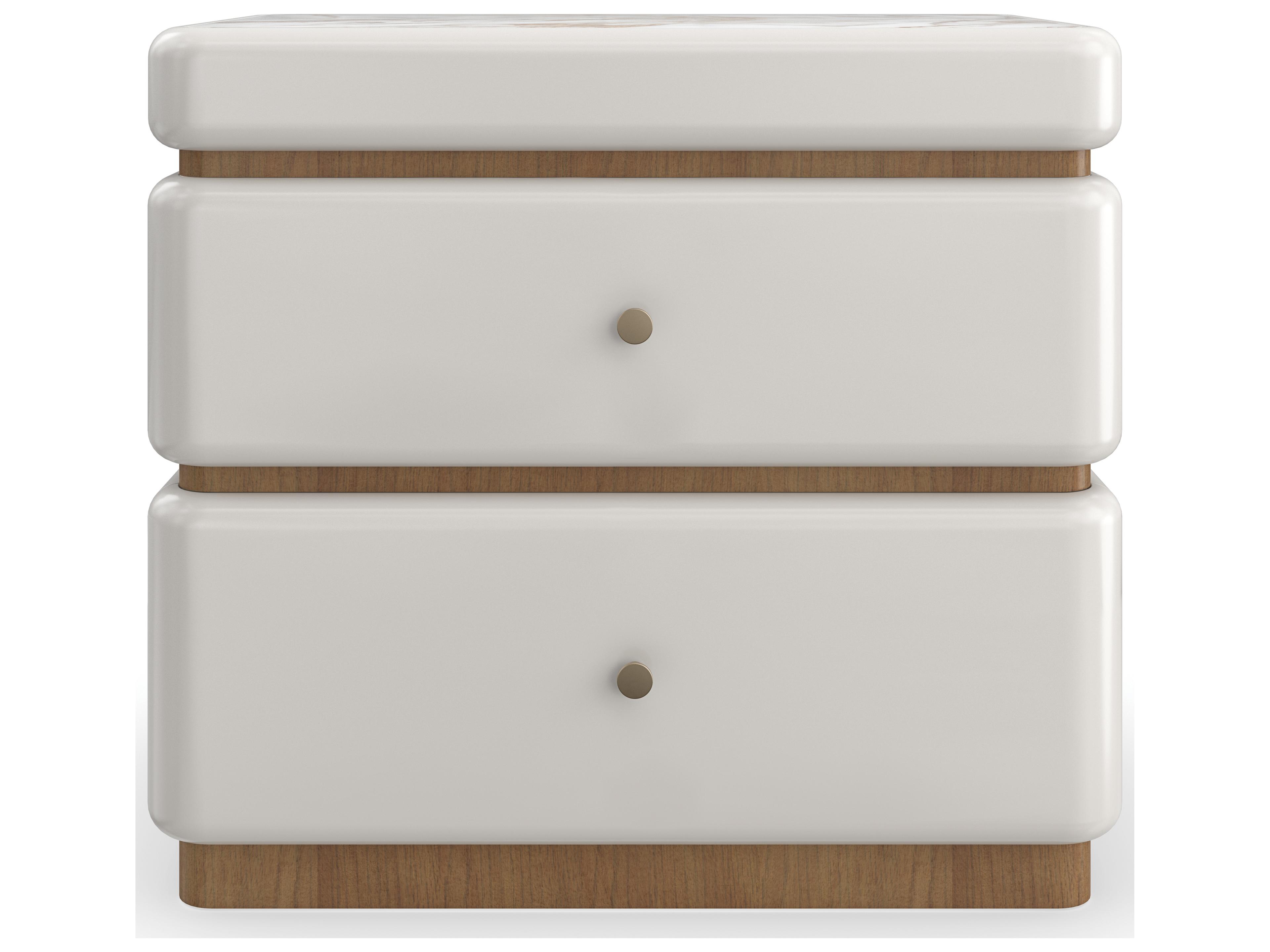 Caracole Modern Resort Milos 2-Drawers Beige Acacia Wood Nightstand