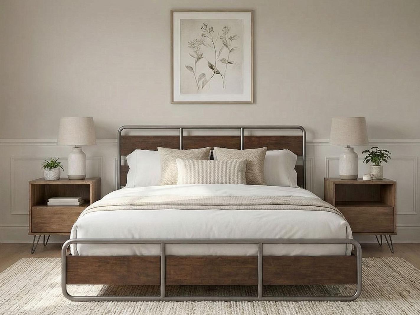 Caracole Atelier Brown Oak Wood Queen Platform Bed