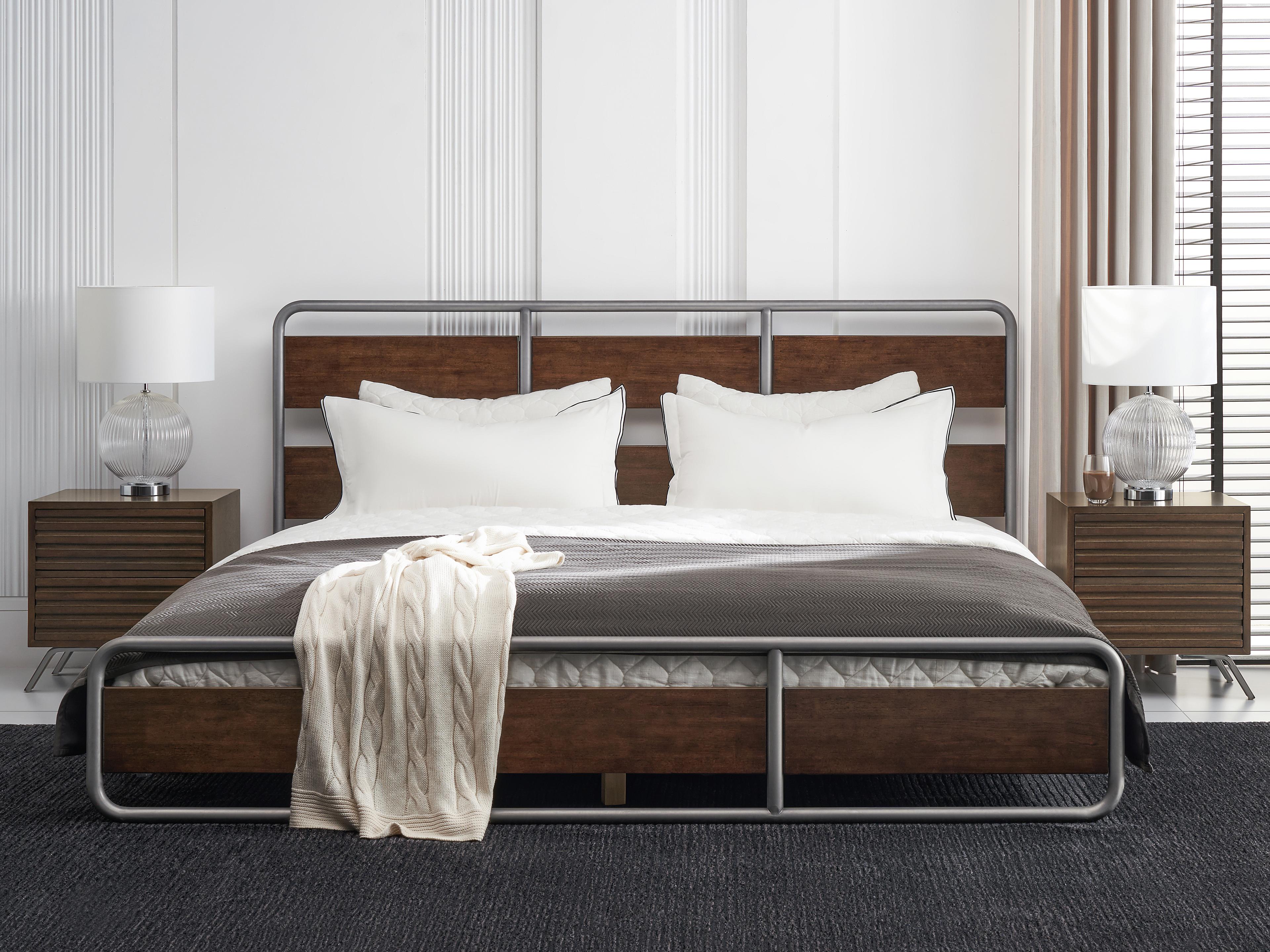 Caracole Atelier Brown Oak Wood Queen Platform Bed