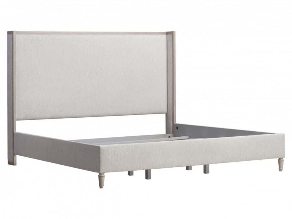 Caracole Atelier Beige Rubberwood Upholstered King Panel Bed