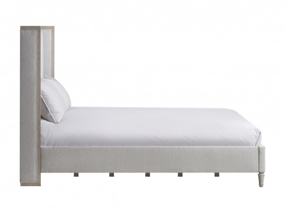 Caracole Atelier Beige Rubberwood Upholstered King Panel Bed