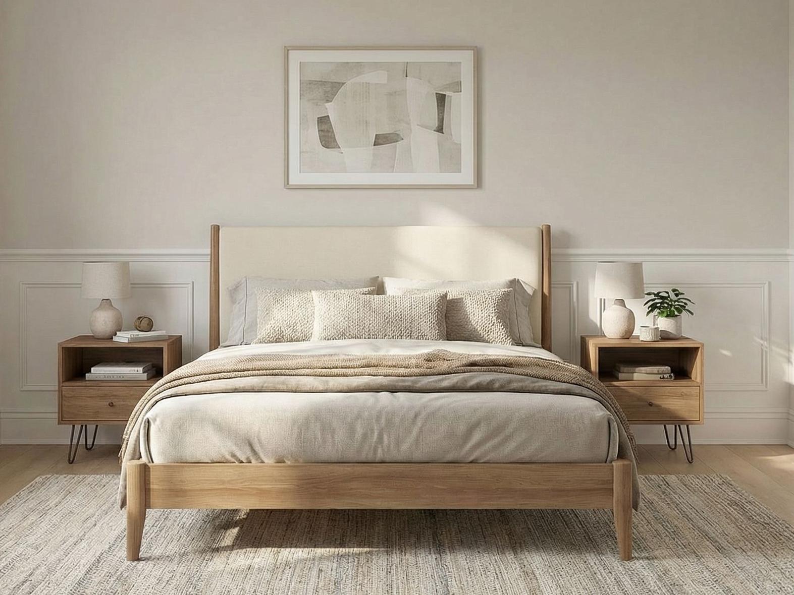 Caracole Atelier Natural Rubberwood Upholstered Queen Panel Bed