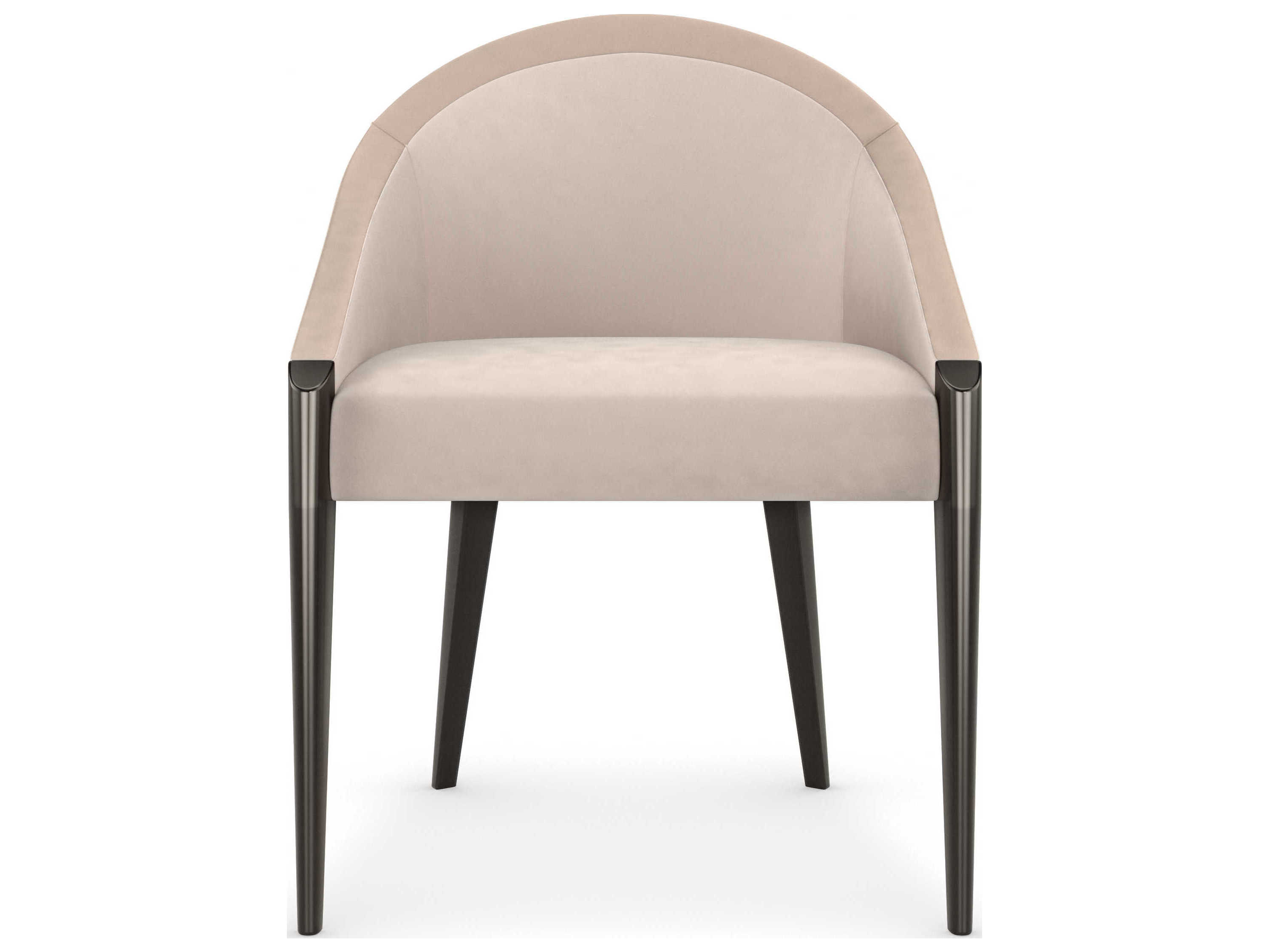 Caracole Signature Metropolitan On All Levels Birch Wood Beige Upholstered Arm Dining Chair