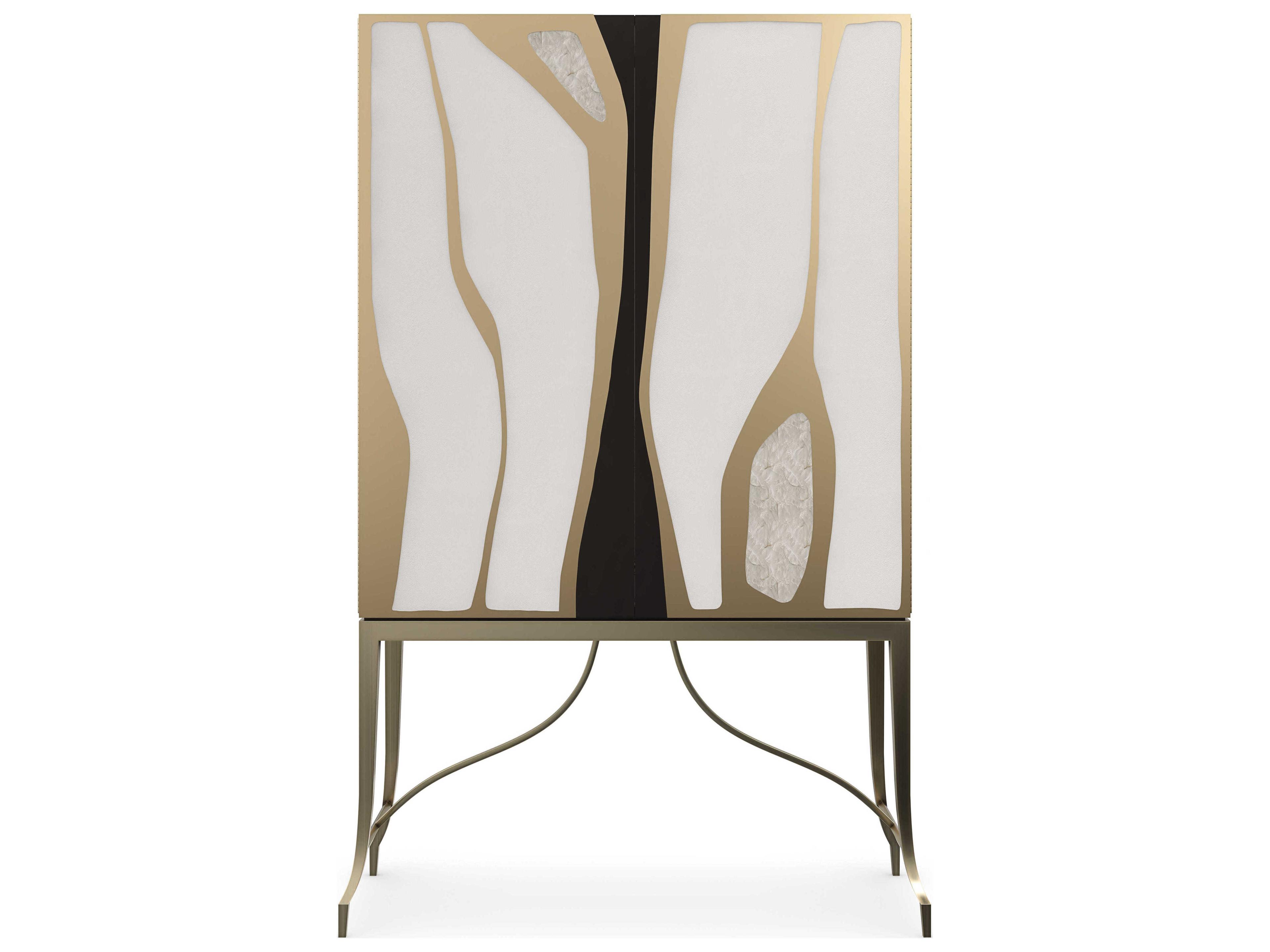 Caracole Signature Uptown Living Metropolitan Gold Birch Wood Bar Cabinet